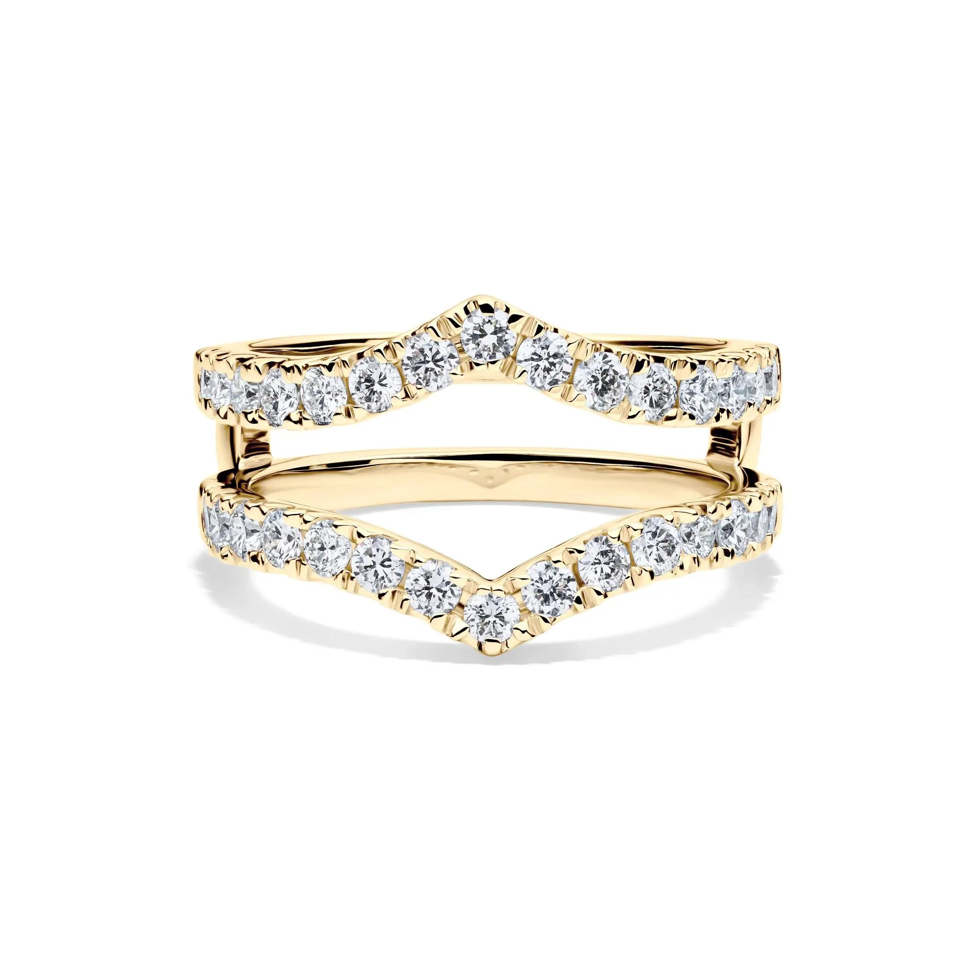 1 CT. Tw. Lab Grown Diamond Chevron Ring Insert 14K Yellow Gold Round Brilliant Cut Size 8 6mm