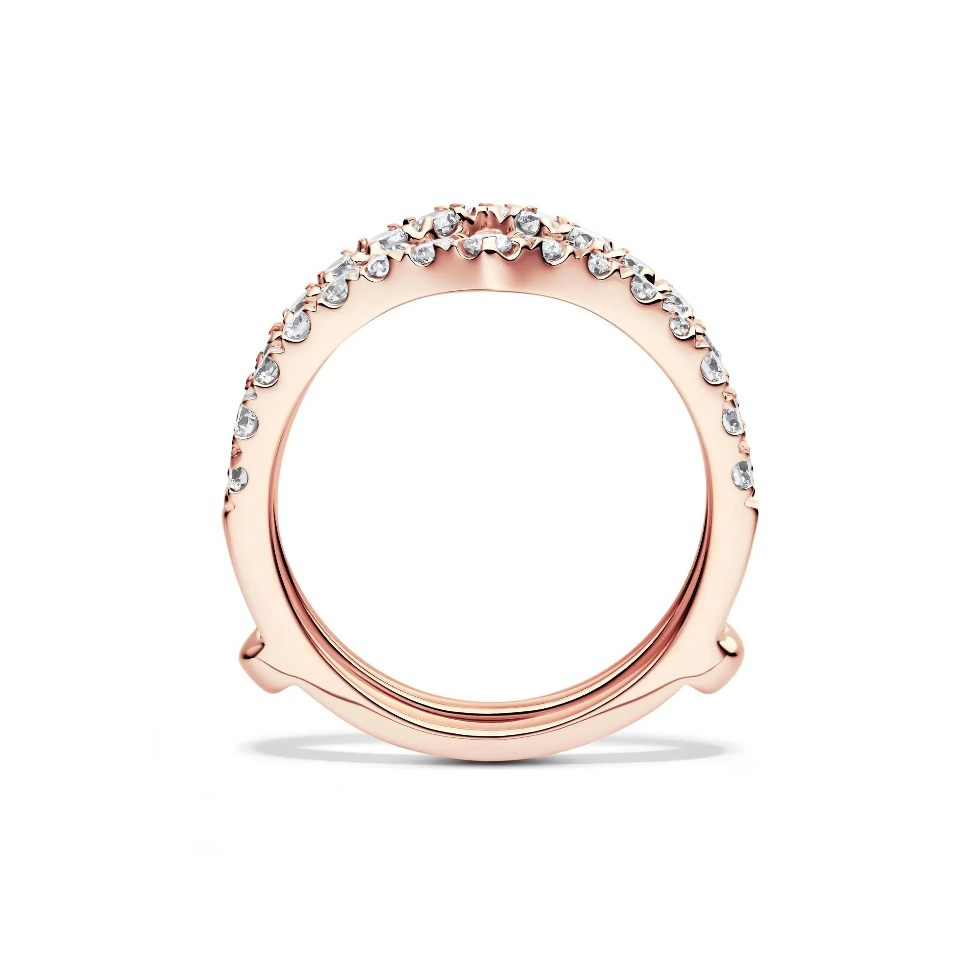 1 CT. Tw. Lab Grown Diamond Chevron Ring Insert 14K Rose Gold Round Brilliant Cut Size 8 6mm - Image 2