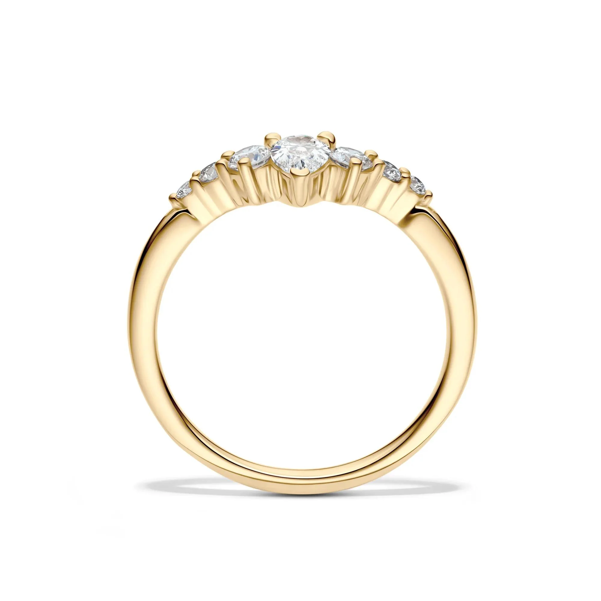 1/2 CT. Tw. Lab Grown Diamond Chevron Contour Band Ring 14K Yellow Gold Round Brilliant Cut Size 6 - Image 2