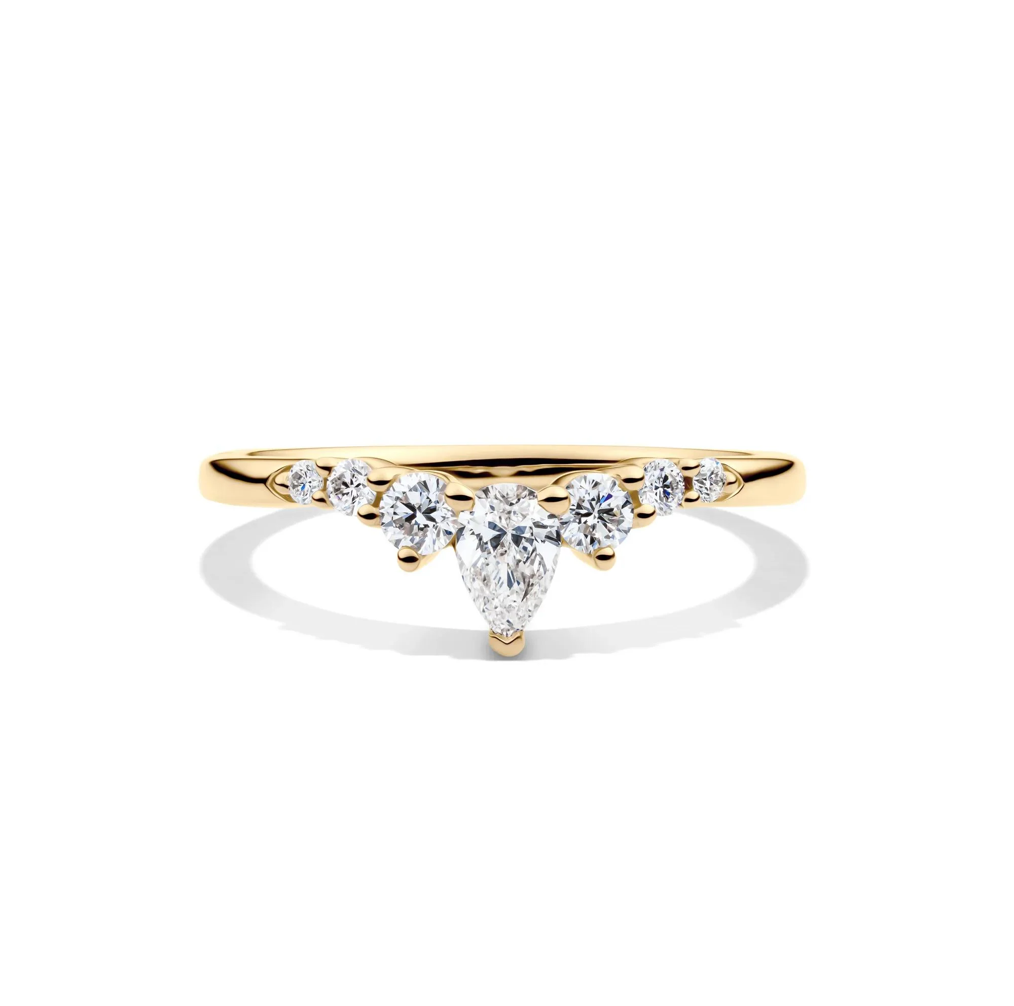 1/2 CT. Tw. Lab Grown Diamond Chevron Contour Band Ring 14K Yellow Gold Round Brilliant Cut Size 7.5