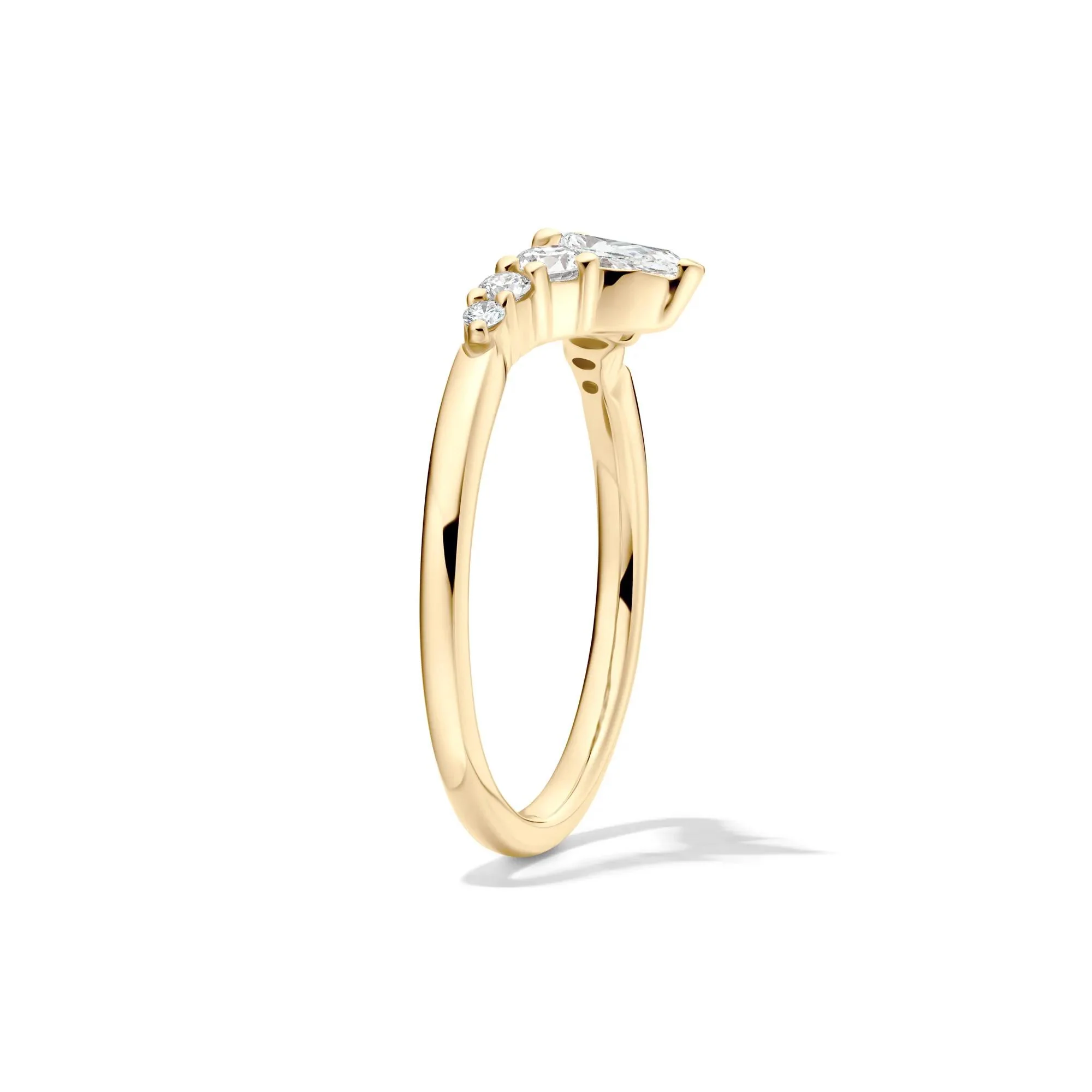 1/2 CT. Tw. Lab Grown Diamond Chevron Contour Band Ring 14K Yellow Gold Round Brilliant Cut Size 8 - Image 3
