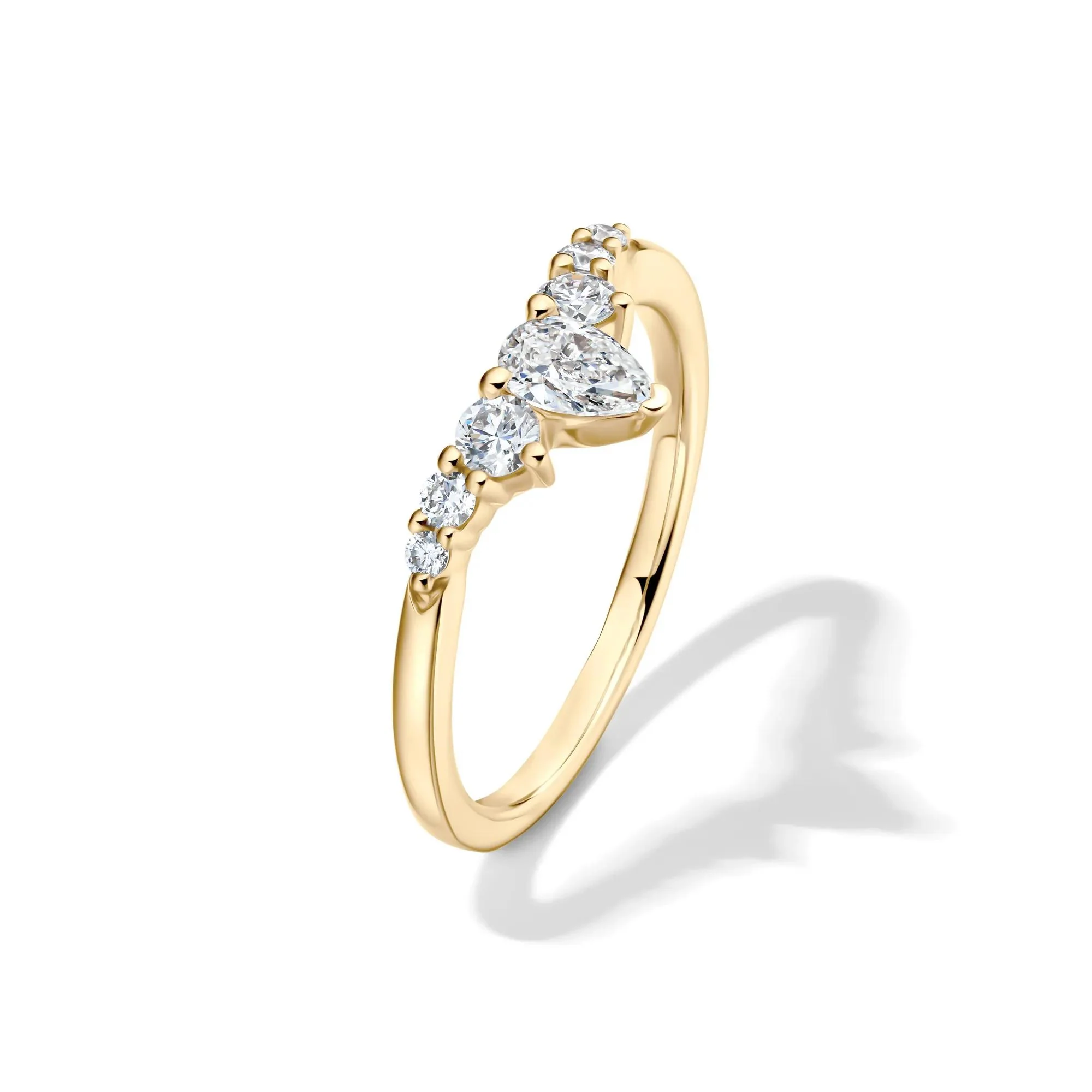 1/2 CT. Tw. Lab Grown Diamond Chevron Contour Band Ring 14K Yellow Gold Round Brilliant Cut Size 8.5 - Image 4