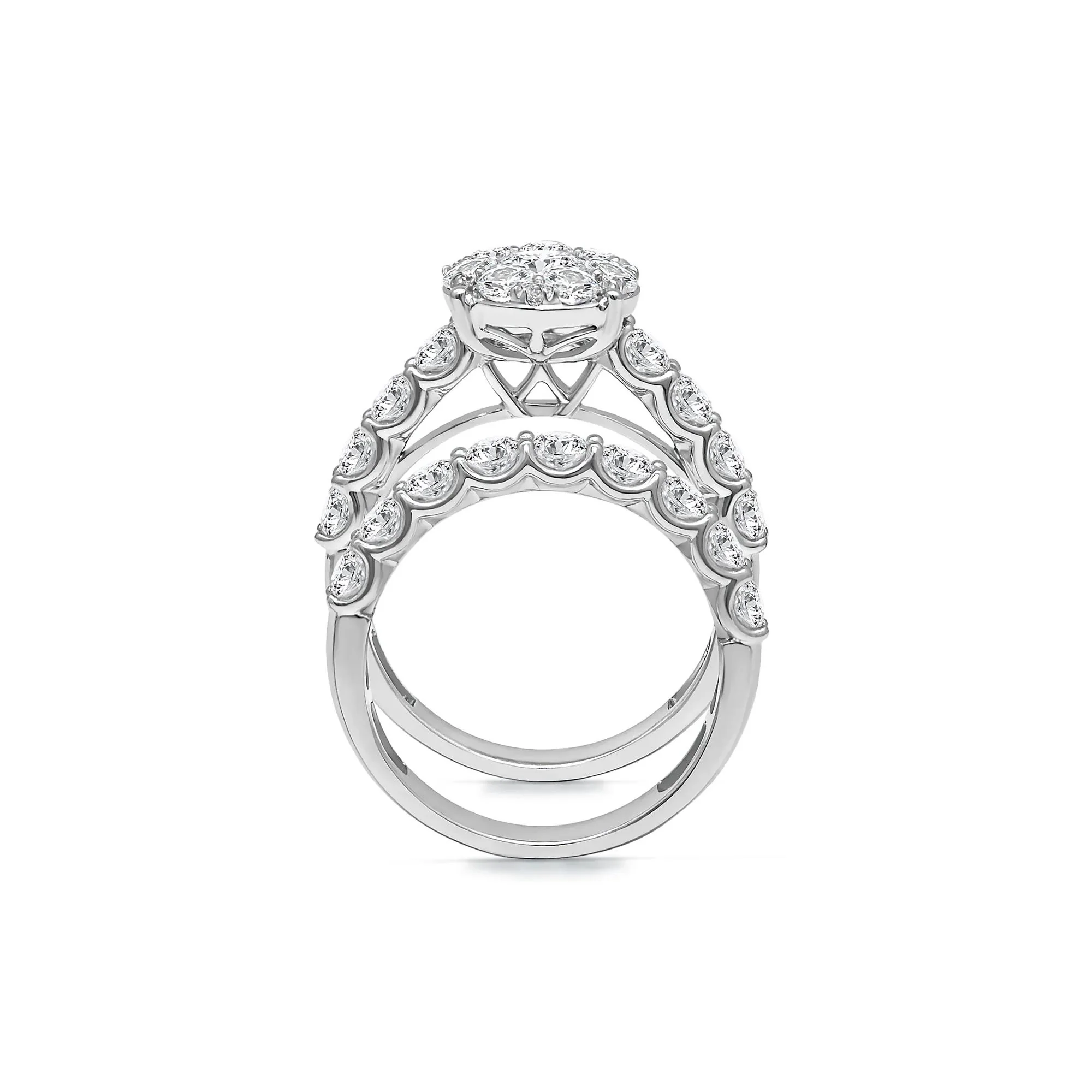 3 CT. Tw. Lab Grown Diamond Engagement Ring Set 10K White Gold Round Brilliant Cut Size 8.5 - Image 2