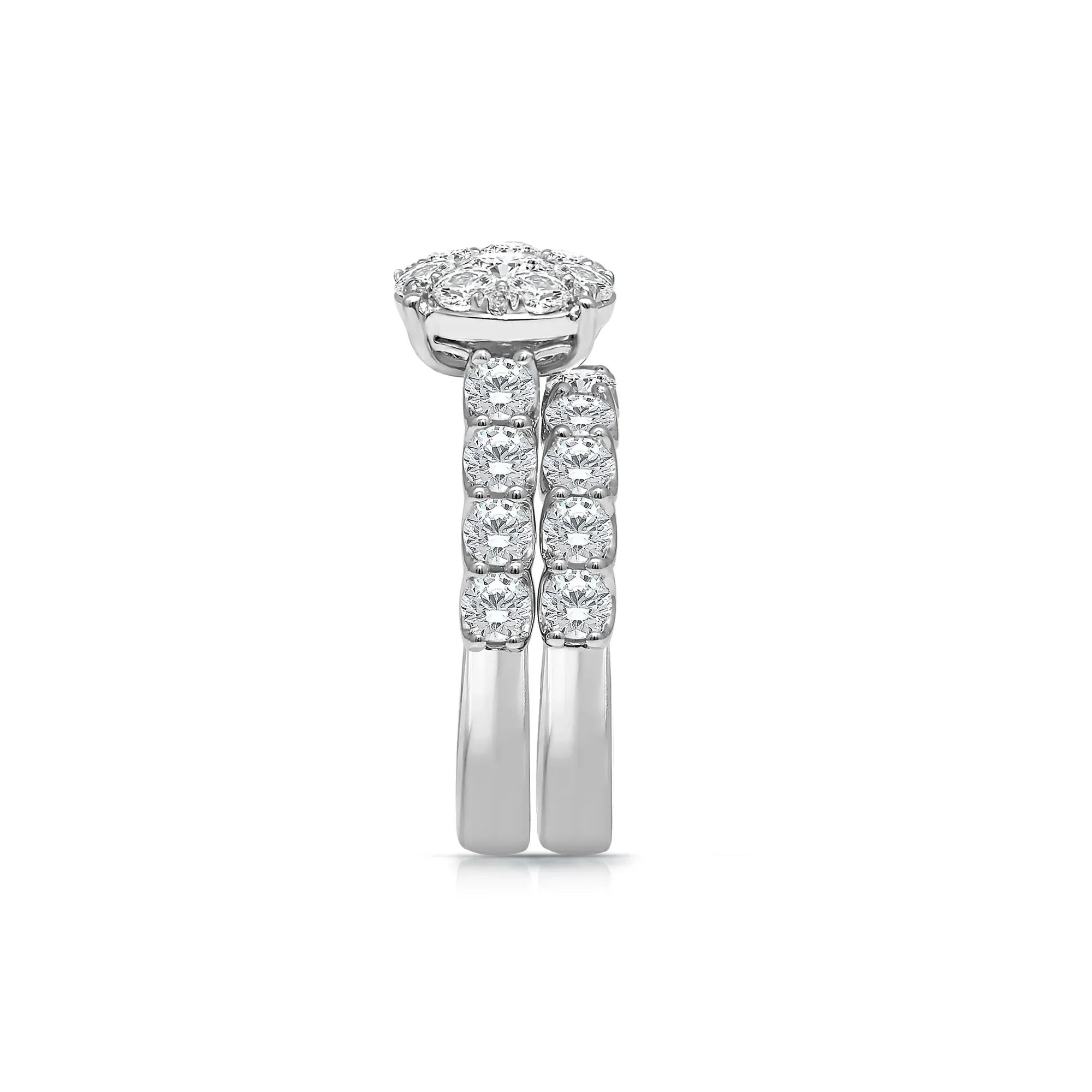 3 CT. Tw. Lab Grown Diamond Engagement Ring Set 10K White Gold Round Brilliant Cut Size 9 - Image 3