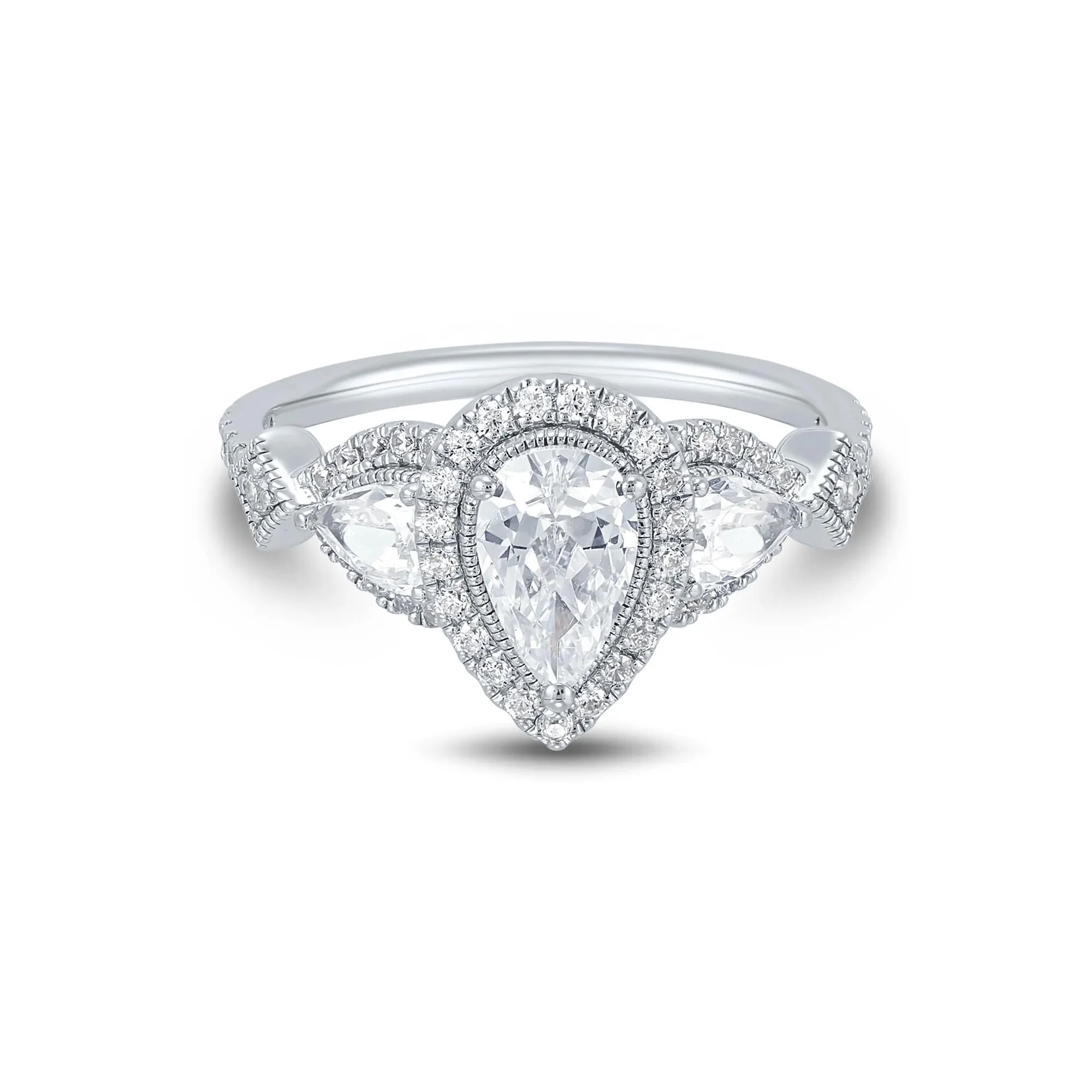 1/2 CT. Tw. Lab Grown Diamond Engagement Ring 10K White Gold Round Brilliant Cut Size 6 1mm