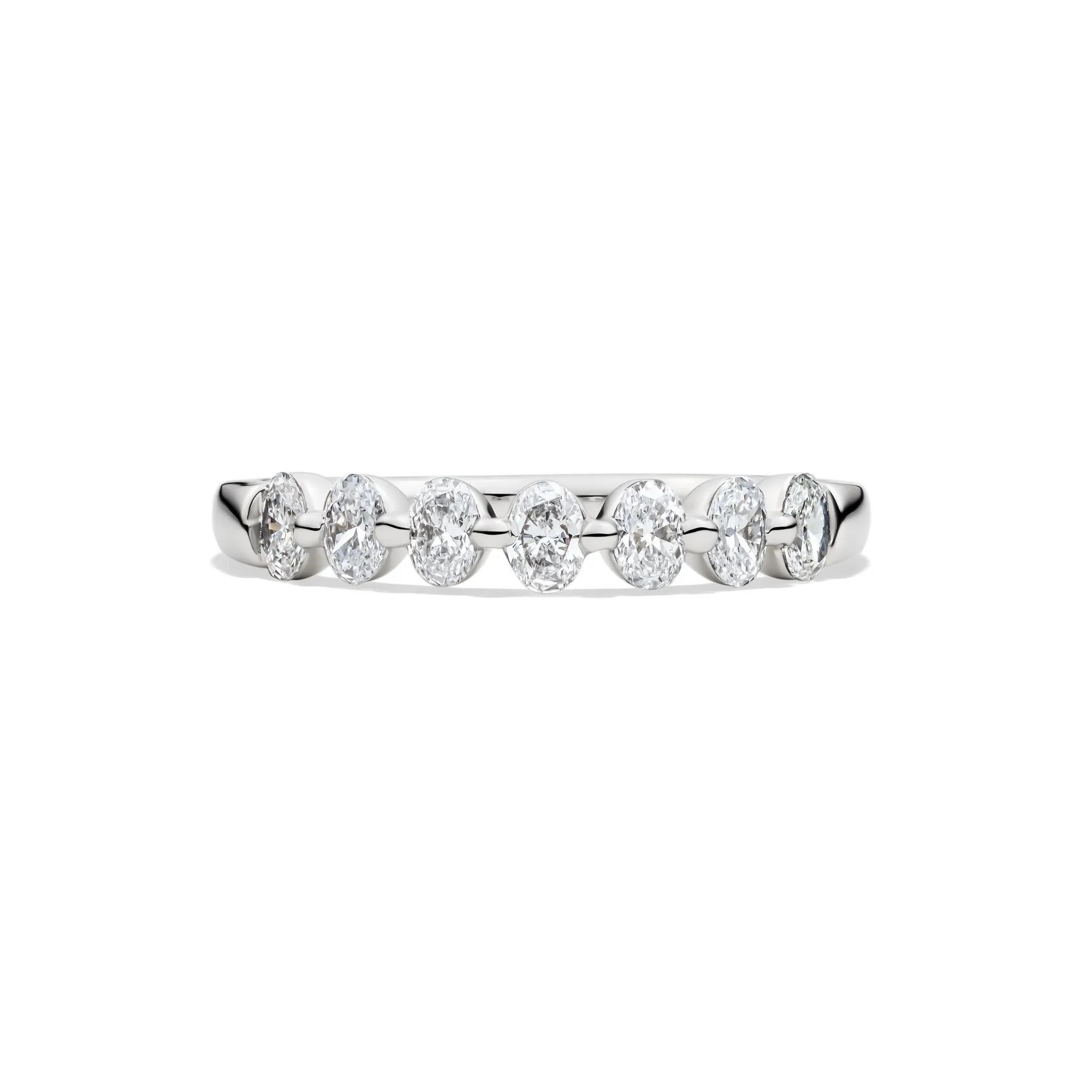 1/2 CT. Tw. Lab Grown Diamond Seven-Stone Shared-Prong Band Ring 14K White Gold Size 6