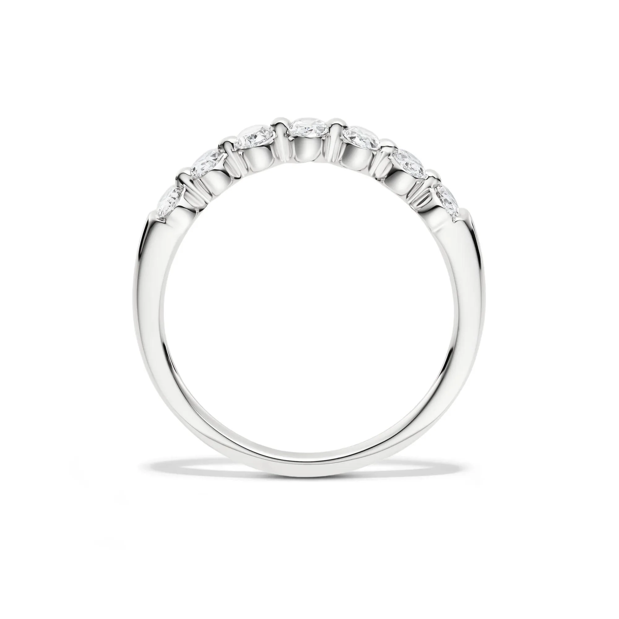 1/2 CT. Tw. Lab Grown Diamond Seven-Stone Shared-Prong Band Ring 14K White Gold Size 6 - Image 2