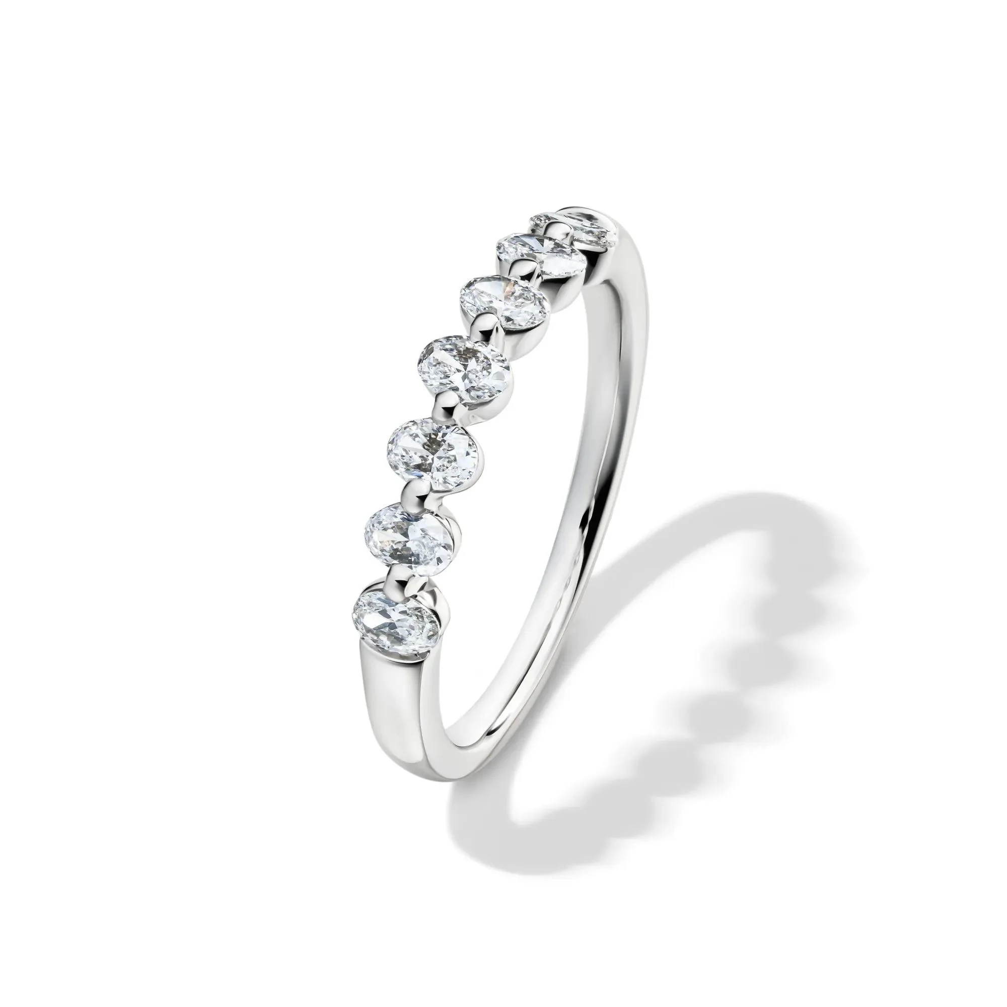 1/2 CT. Tw. Lab Grown Diamond Seven-Stone Shared-Prong Band Ring 14K White Gold Size 7 - Image 4