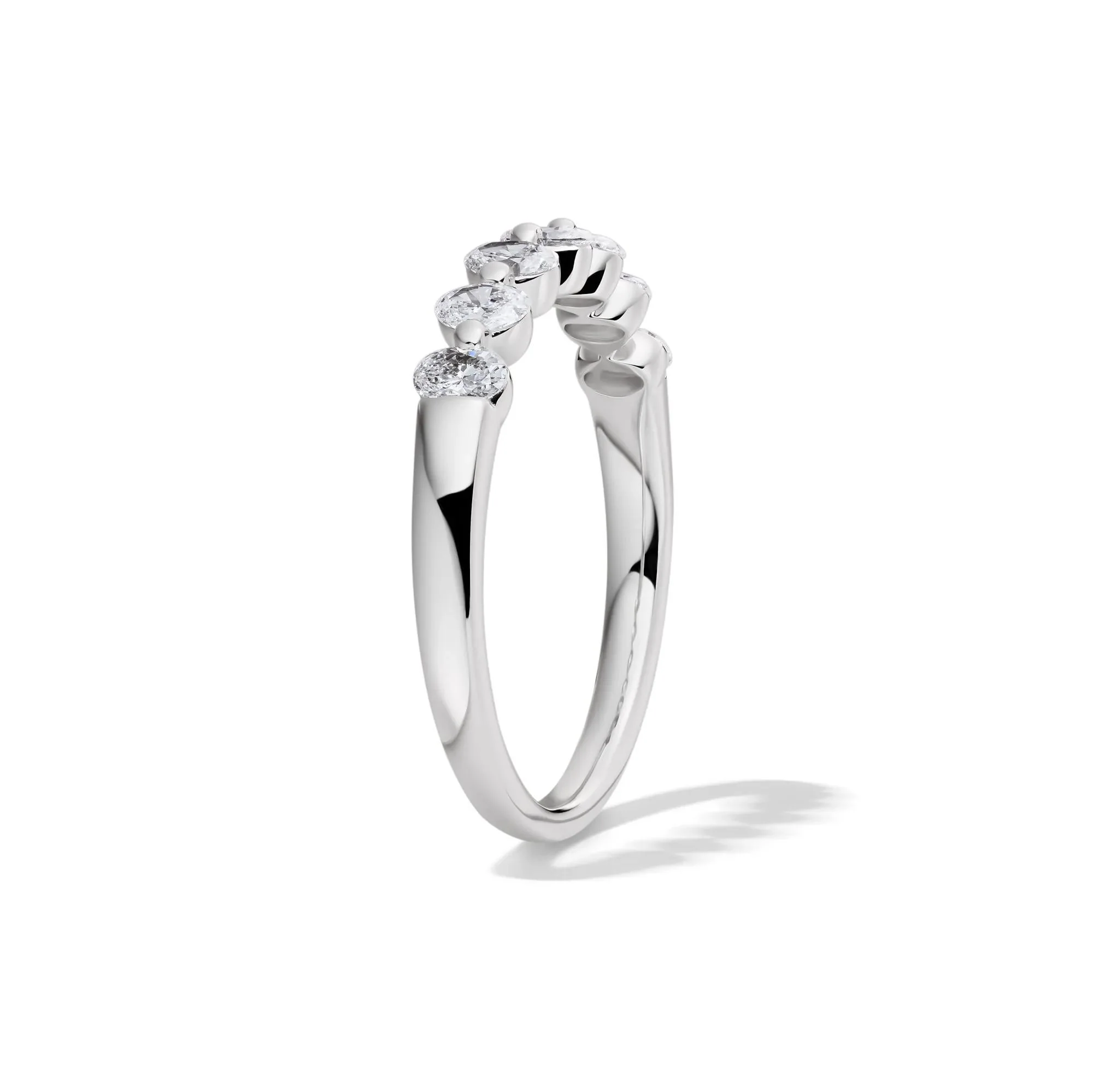 1/2 CT. Tw. Lab Grown Diamond Seven-Stone Shared-Prong Band Ring 14K White Gold Size 8 - Image 3