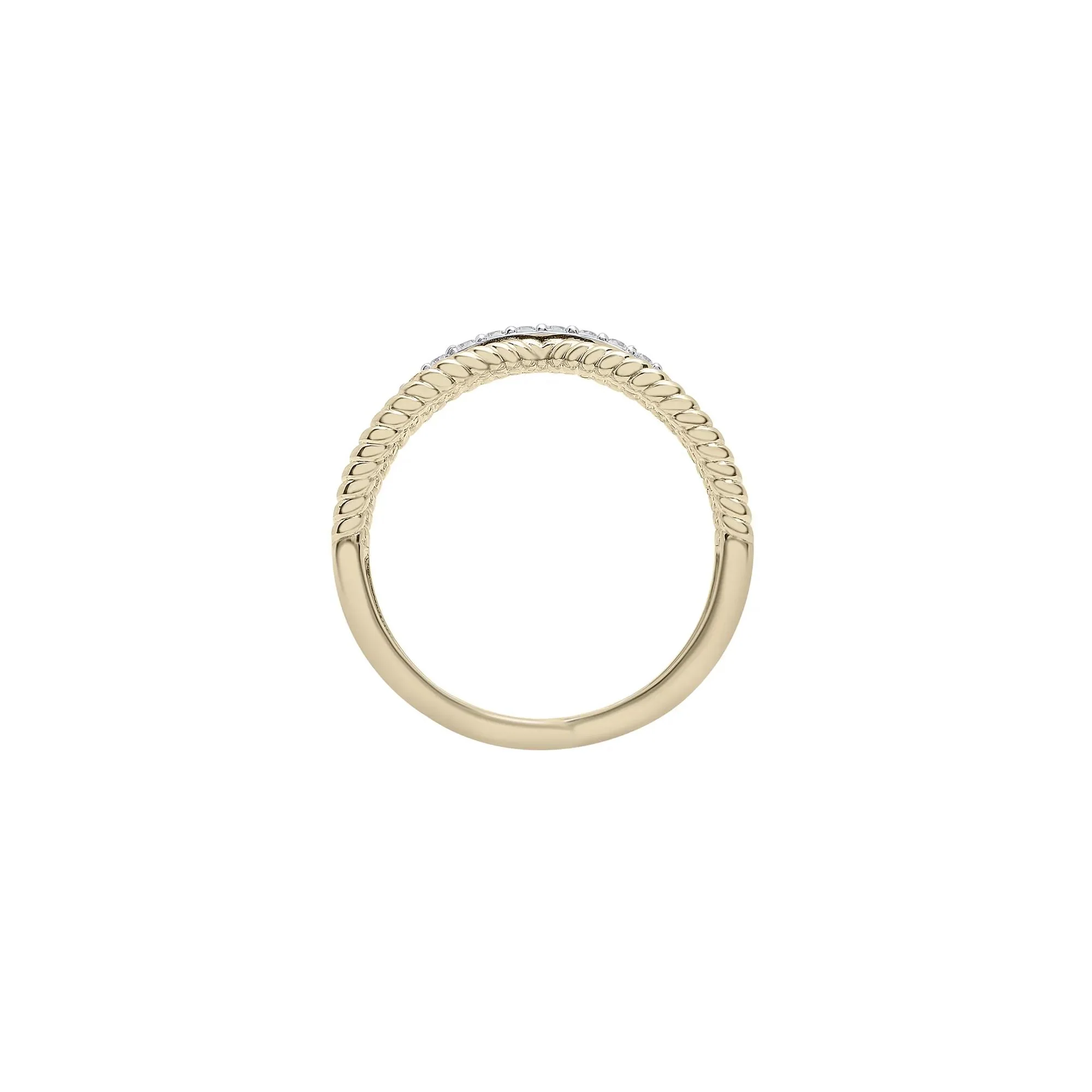 1/7 CT. Tw. Diamond Crossover Band Ring 10K Yellow Gold Round Brilliant Cut Size 6 - Image 2