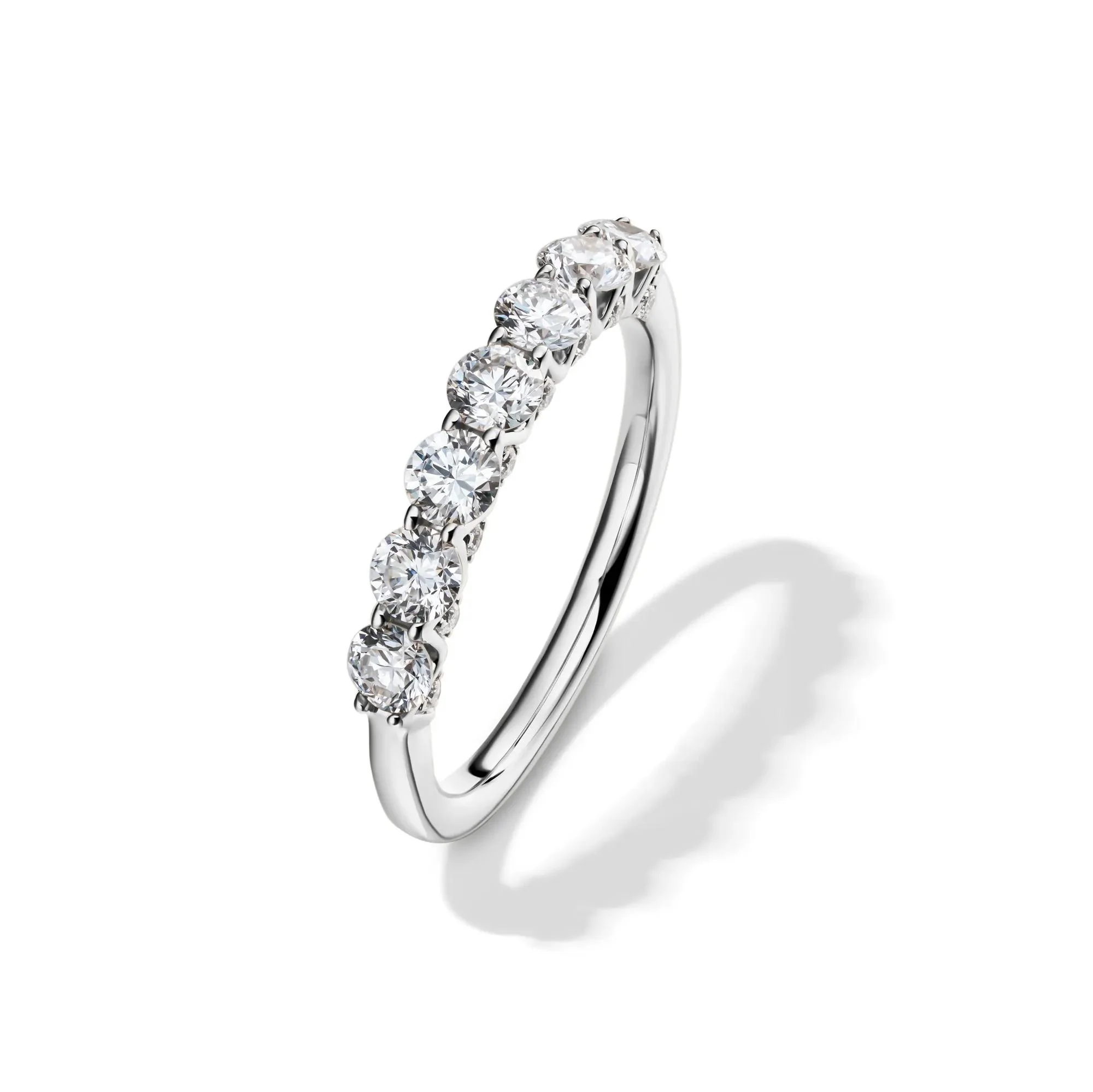 1 CT. Tw. Lab Grown Diamond Seven-Stone Band Ring 14K White Gold Round Brilliant Cut Size 6.5 1mm - Image 4