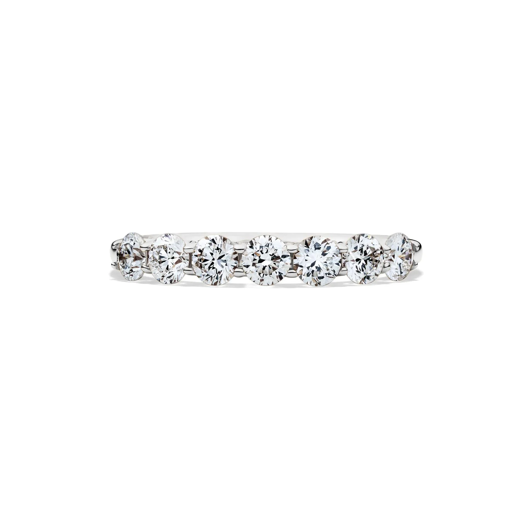 1 CT. Tw. Lab Grown Diamond Seven-Stone Band Ring 14K White Gold Round Brilliant Cut Size 7 1mm
