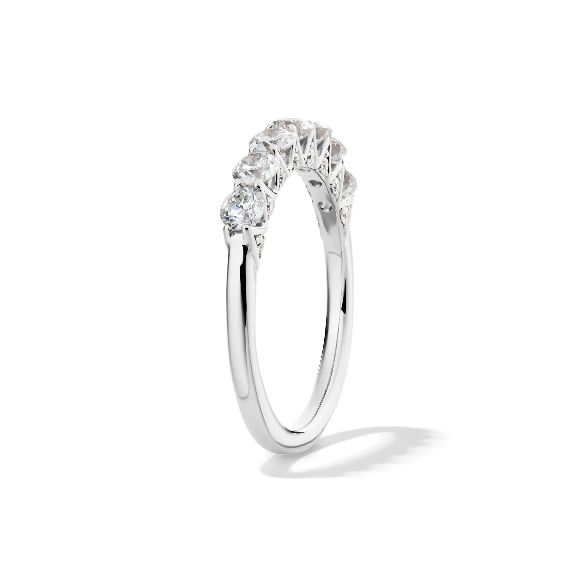 1 CT. Tw. Lab Grown Diamond Seven-Stone Band Ring 14K White Gold Round Brilliant Cut Size 7 1mm - Image 3