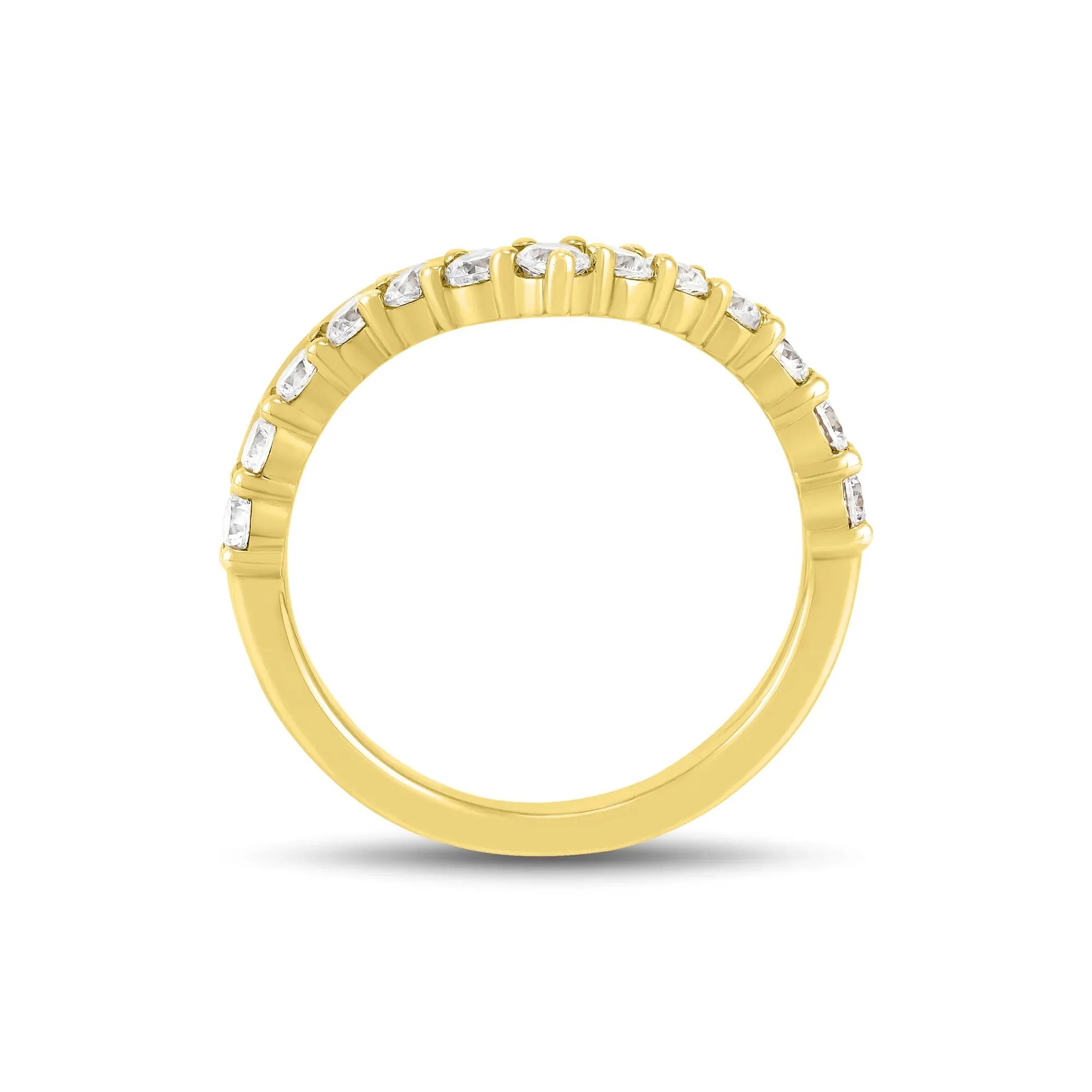 3/4 CT. Tw. Lab Grown Diamond Chevron Wedding Band Ring 14K Yellow Gold Round Brilliant Cut Size 6 1mm - Image 2