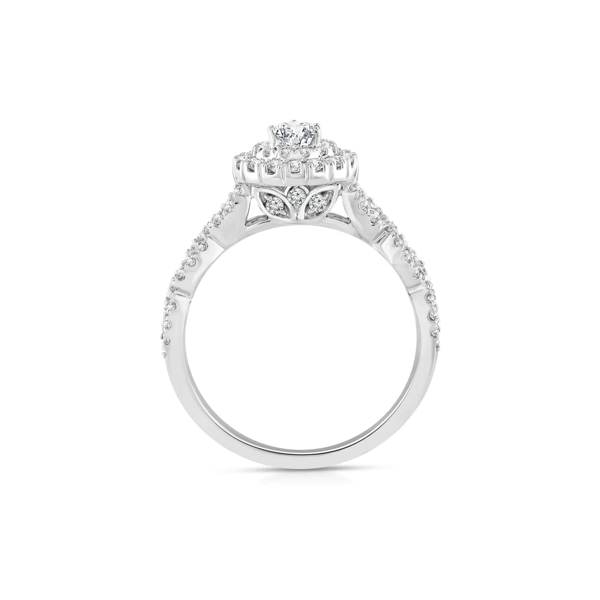1 CT. Tw. Lab Grown Diamond Pear-Shaped Engagement Ring 10K White Gold Round Brilliant Cut Size 7 1mm - Image 2