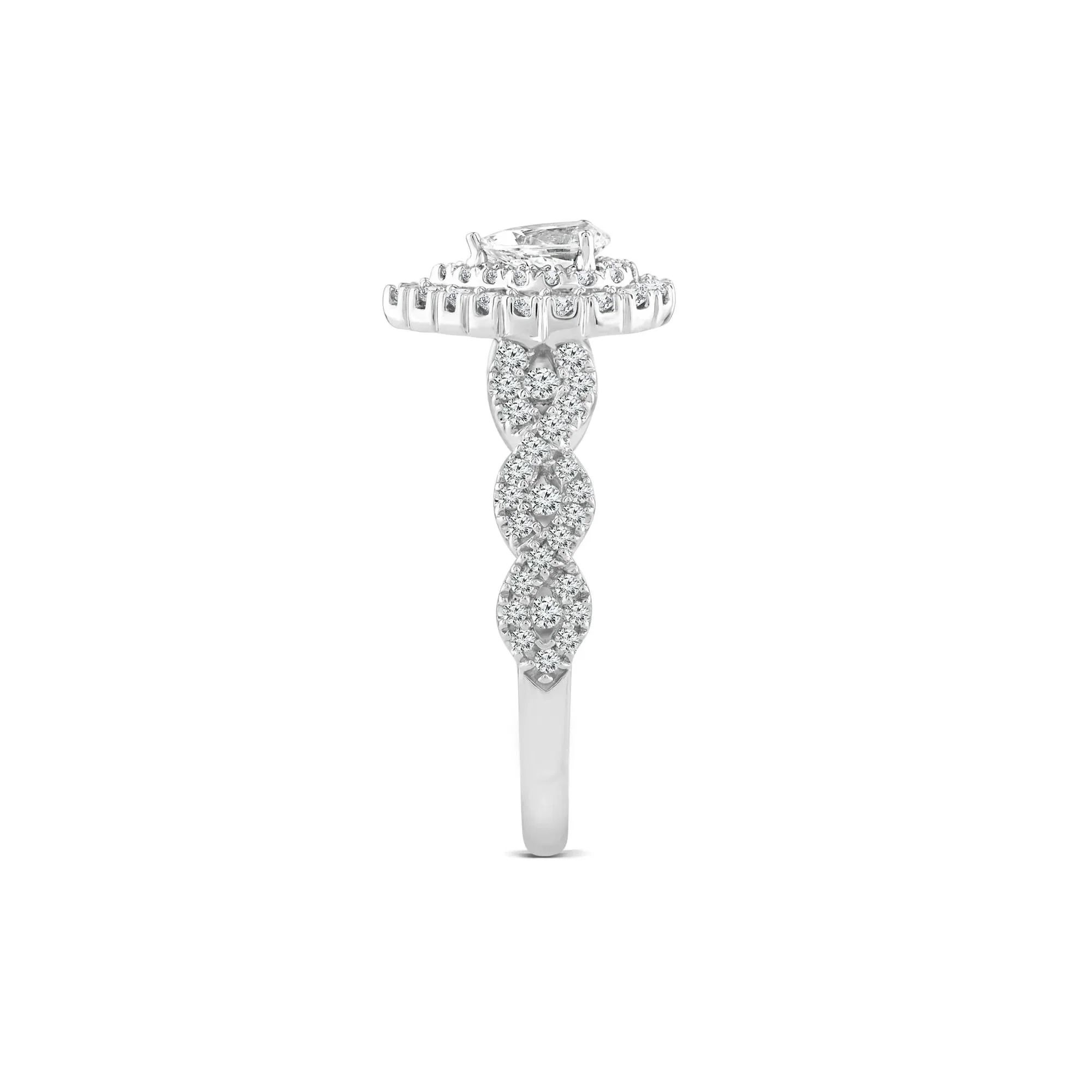 1 CT. Tw. Lab Grown Diamond Pear-Shaped Engagement Ring 10K White Gold Round Brilliant Cut Size 7.5 1mm - Image 3