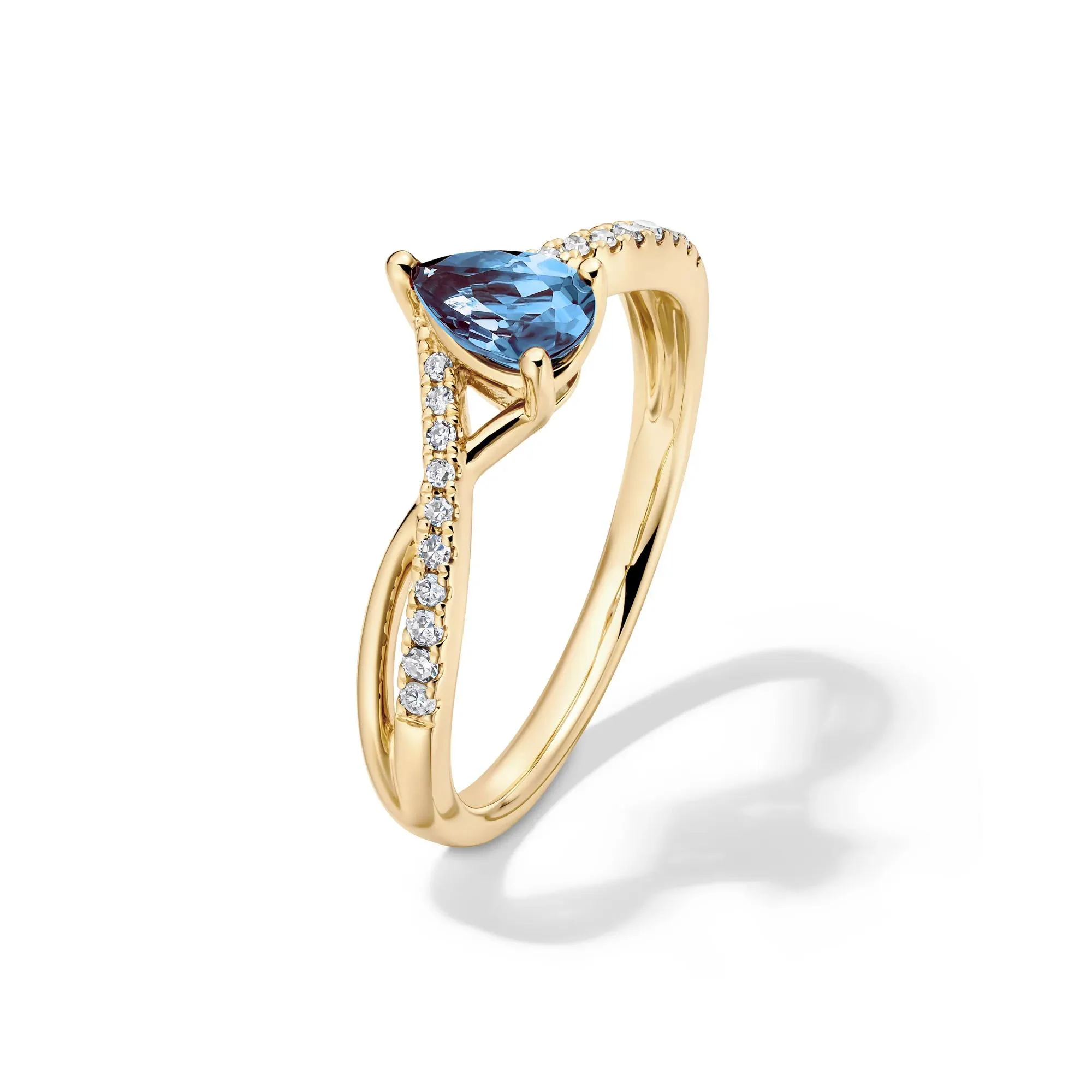 Lab-Created Alexandrite and Diamond Ring 10K Yellow Gold Ring Size 8.5 6mm - Image 4