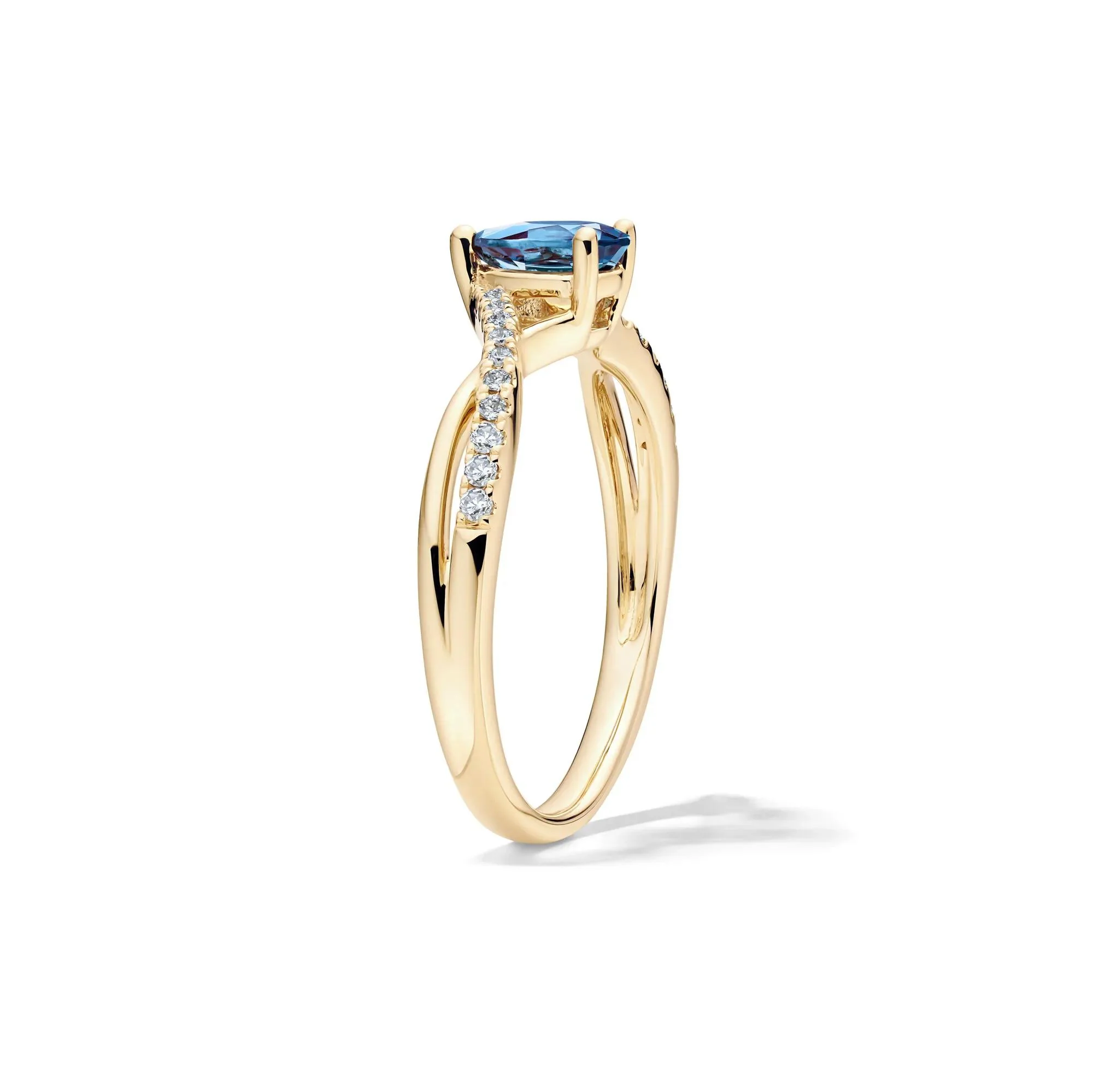 Lab-Created Alexandrite and Diamond Ring 10K Yellow Gold Ring Size 9 6mm - Image 3