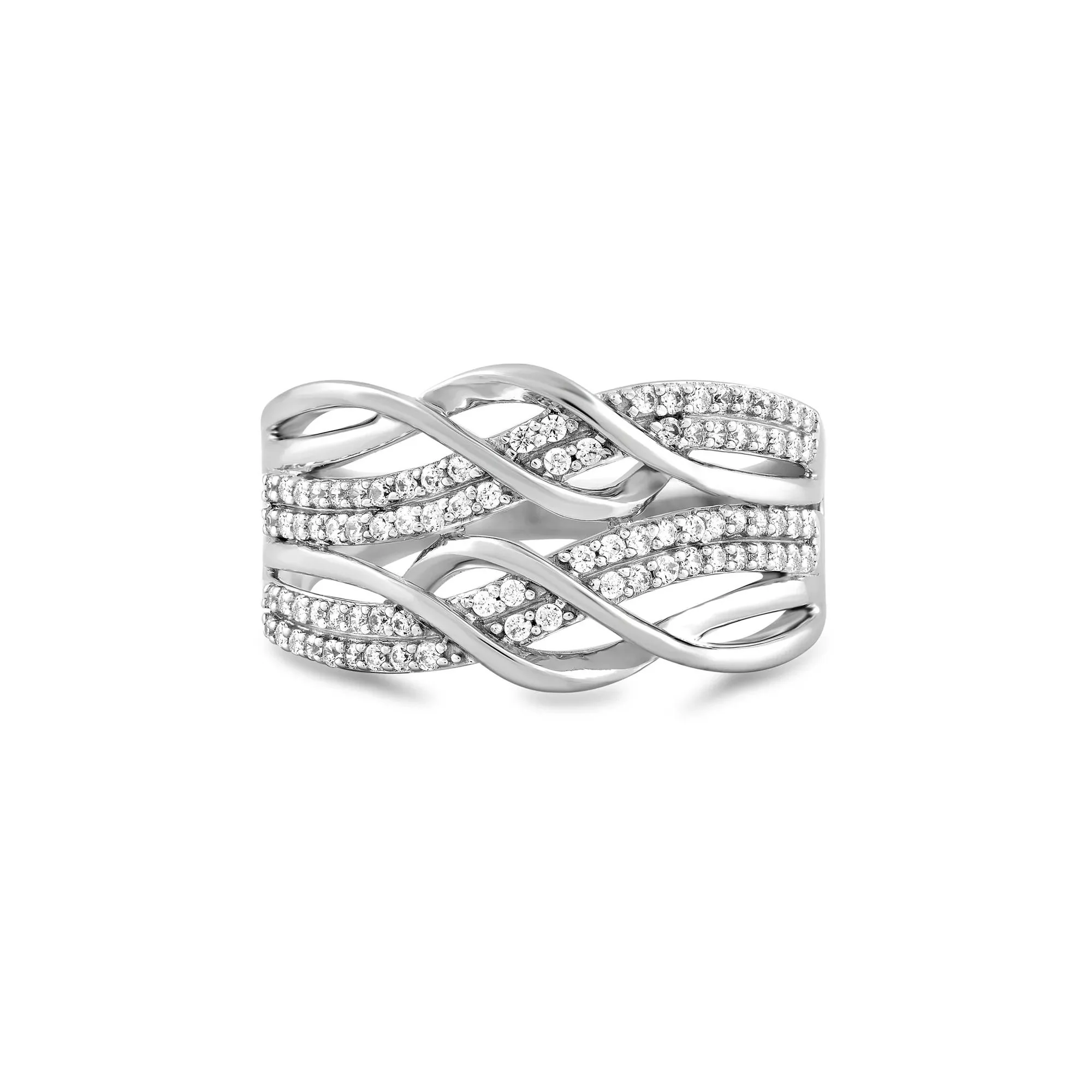 1/3 CT. Tw. Diamond Two-Row Wrap Ring .925 Sterling Silver White Size 7