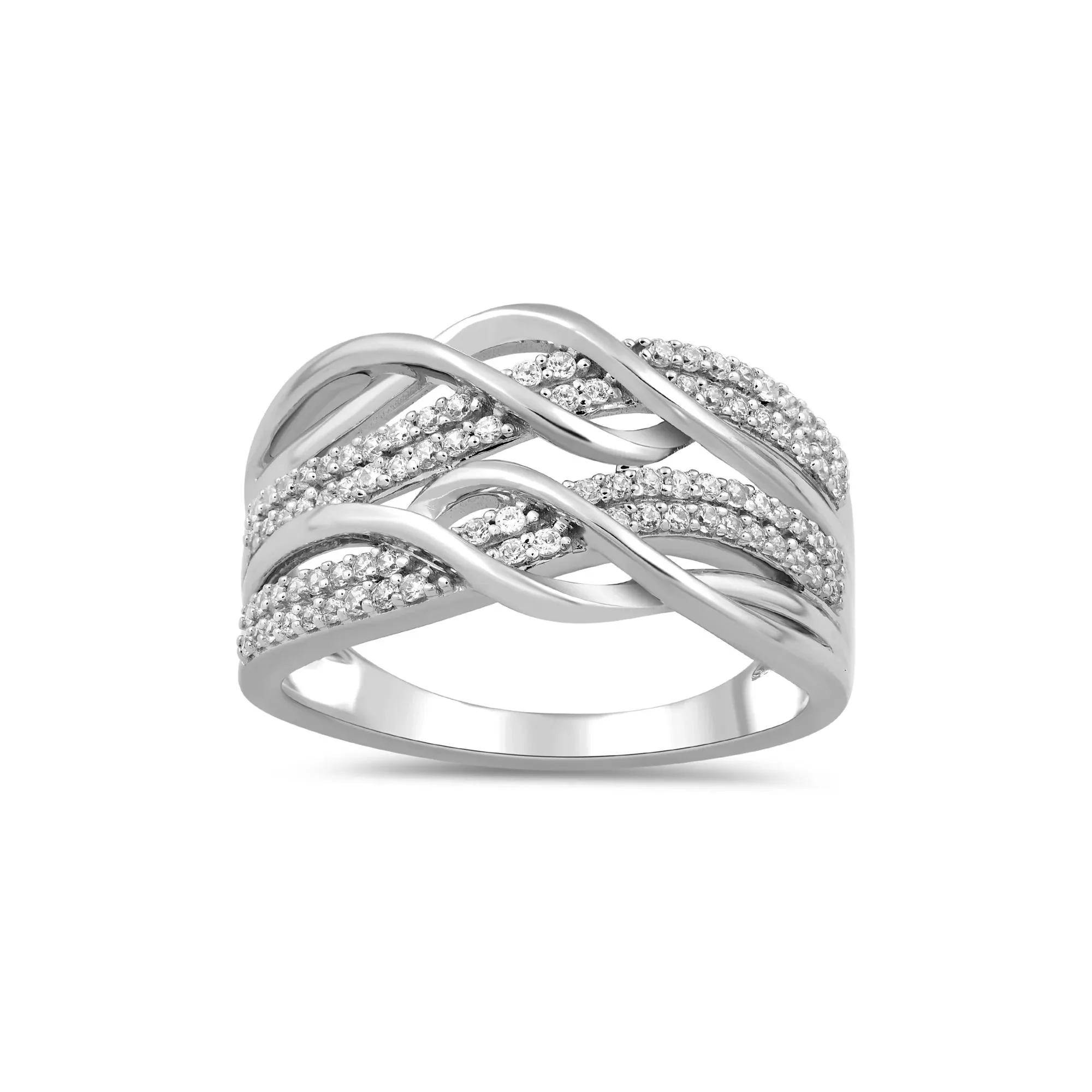 1/3 CT. Tw. Diamond Two-Row Wrap Ring .925 Sterling Silver White Size 7 - Image 4