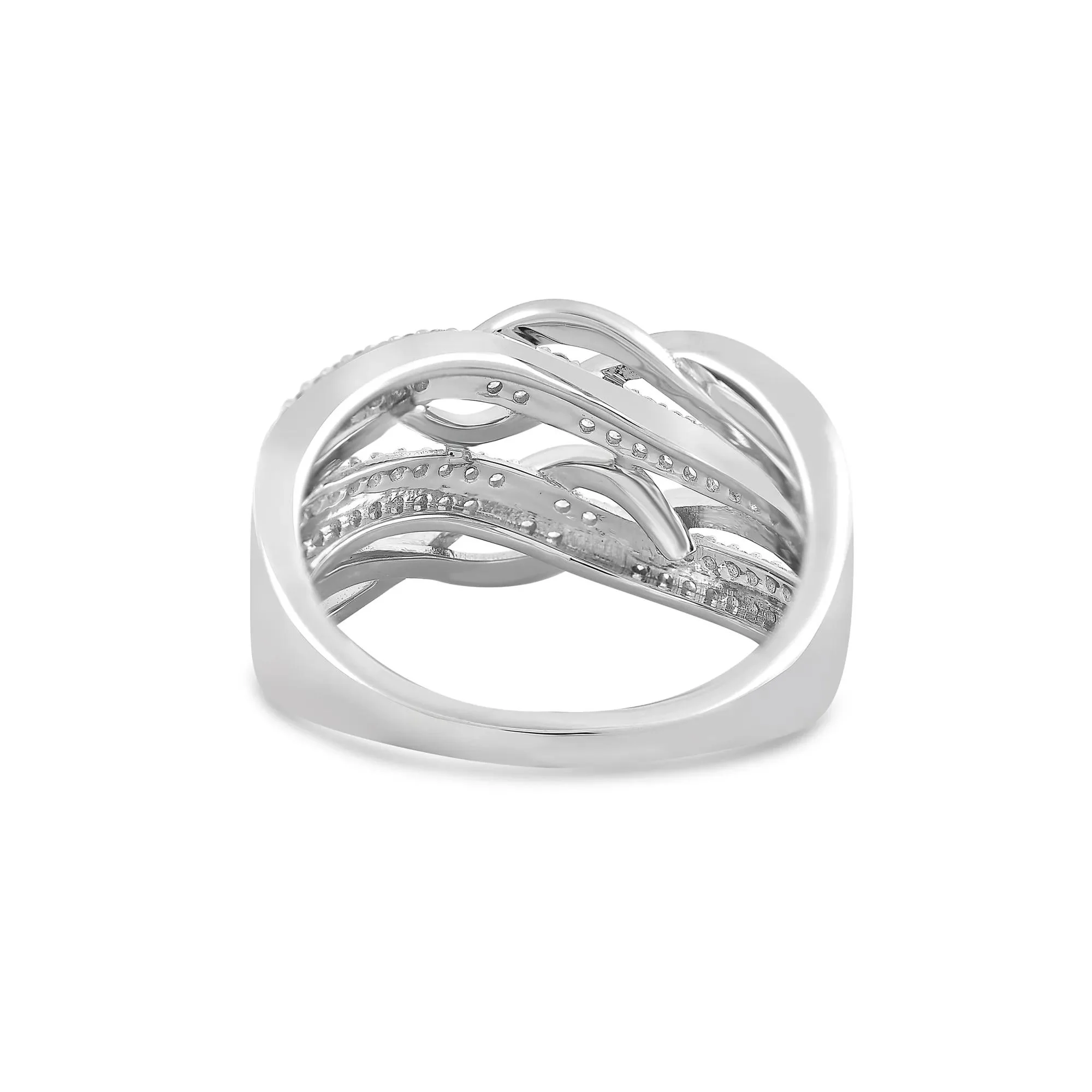 1/3 CT. Tw. Diamond Two-Row Wrap Ring .925 Sterling Silver White Size 7 - Image 5