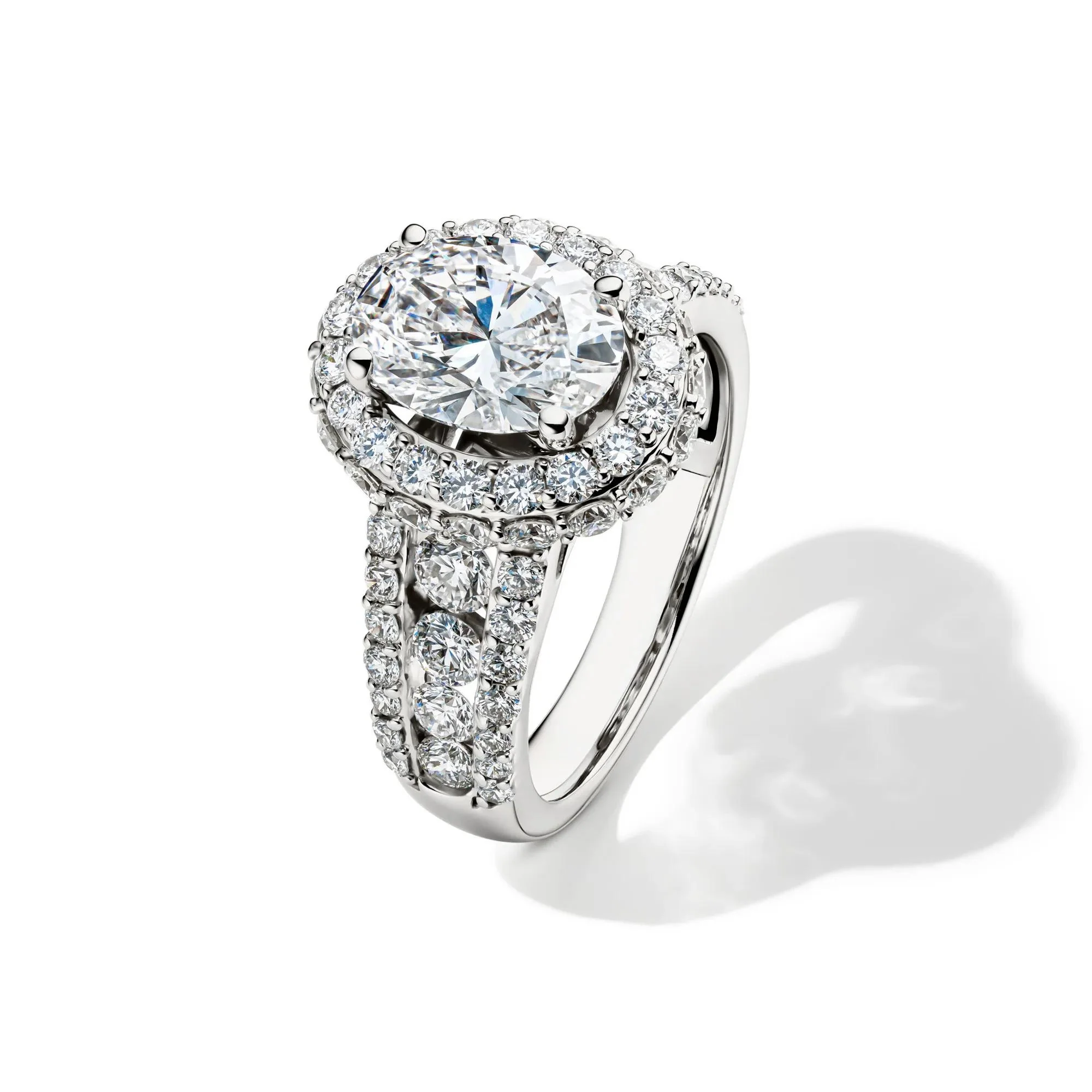 4 CT. Tw. Lab Grown Diamond Oval Engagement Ring 14K White Gold Size 6 - Image 4