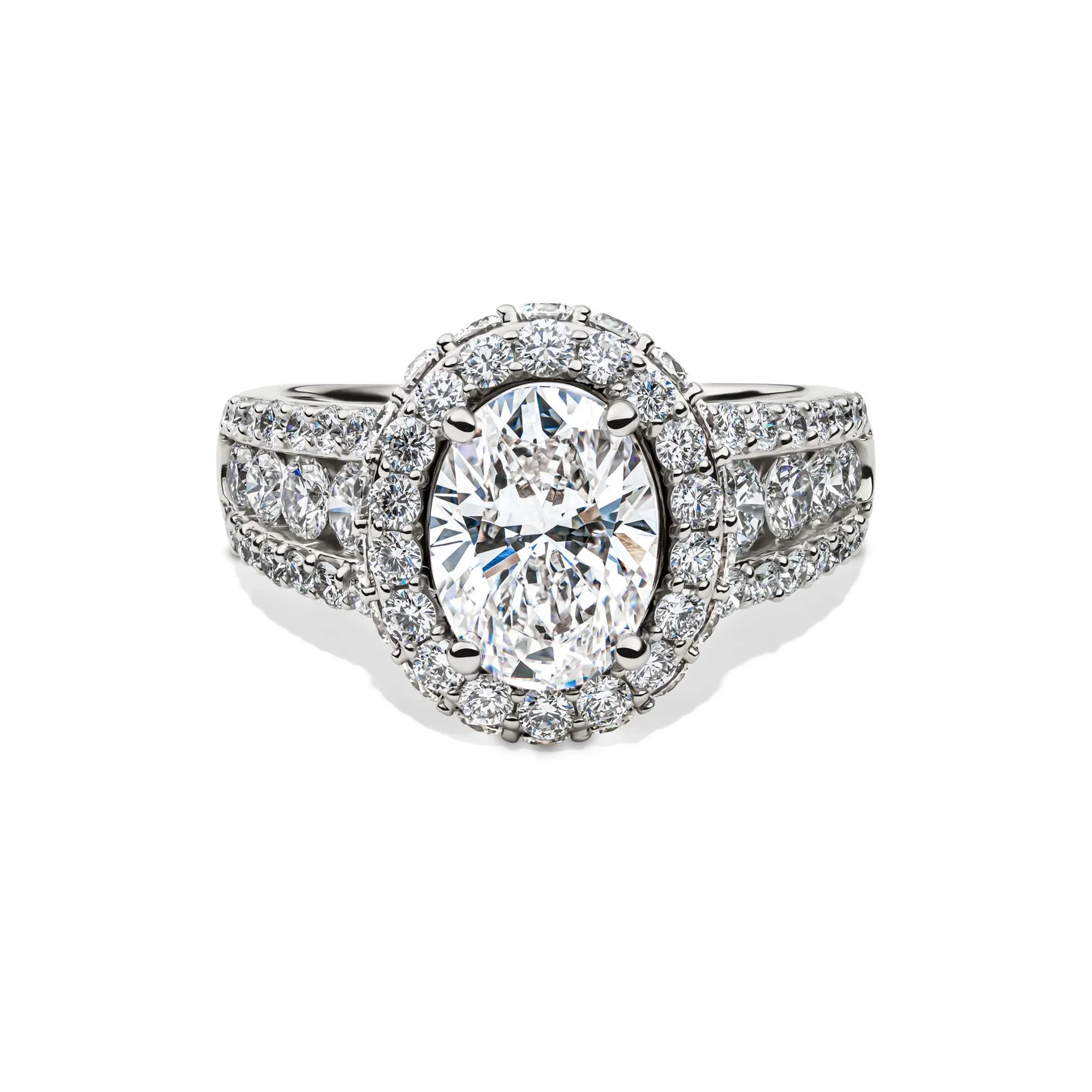 4 CT. Tw. Lab Grown Diamond Oval Engagement Ring 14K White Gold Size 8.5