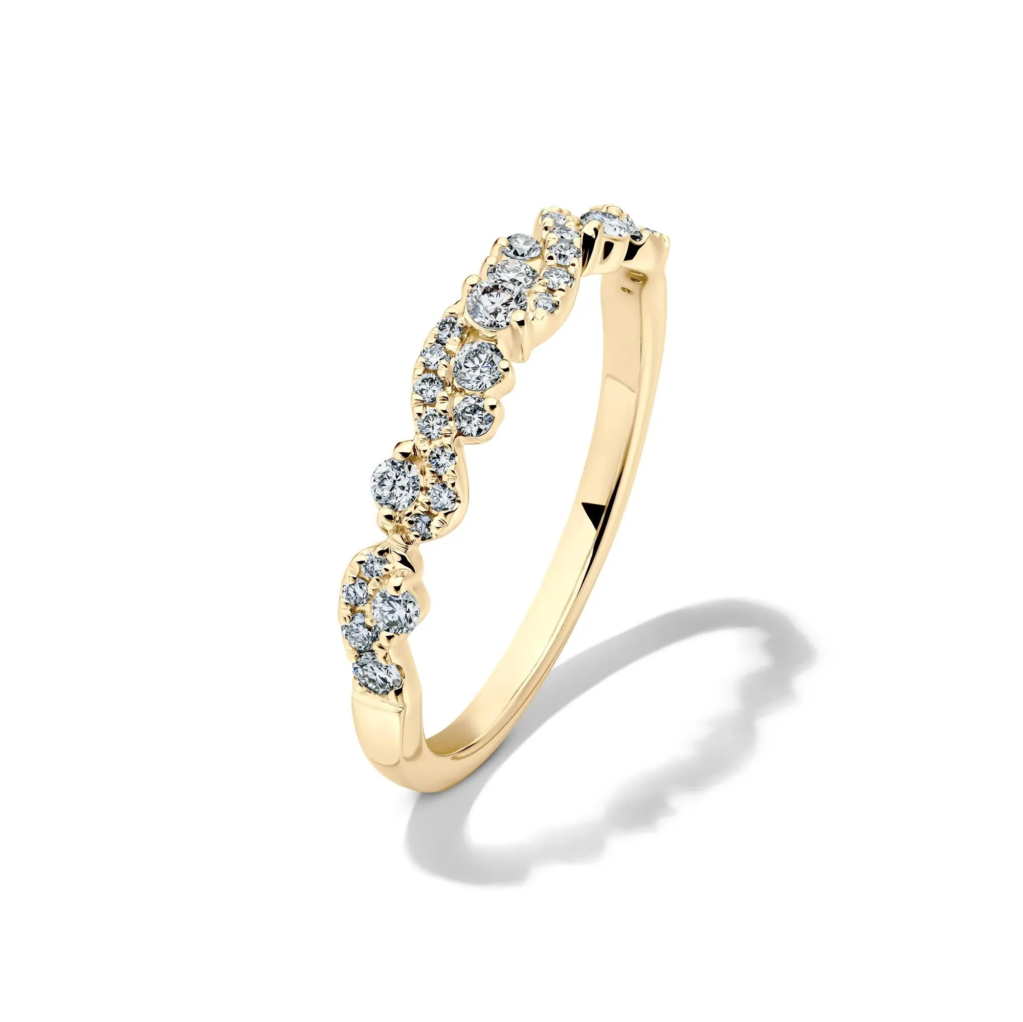 1/3 CT. Tw. Lab Grown Diamond Swirl Band Ring 14K Yellow Gold Size 6.5 1mm