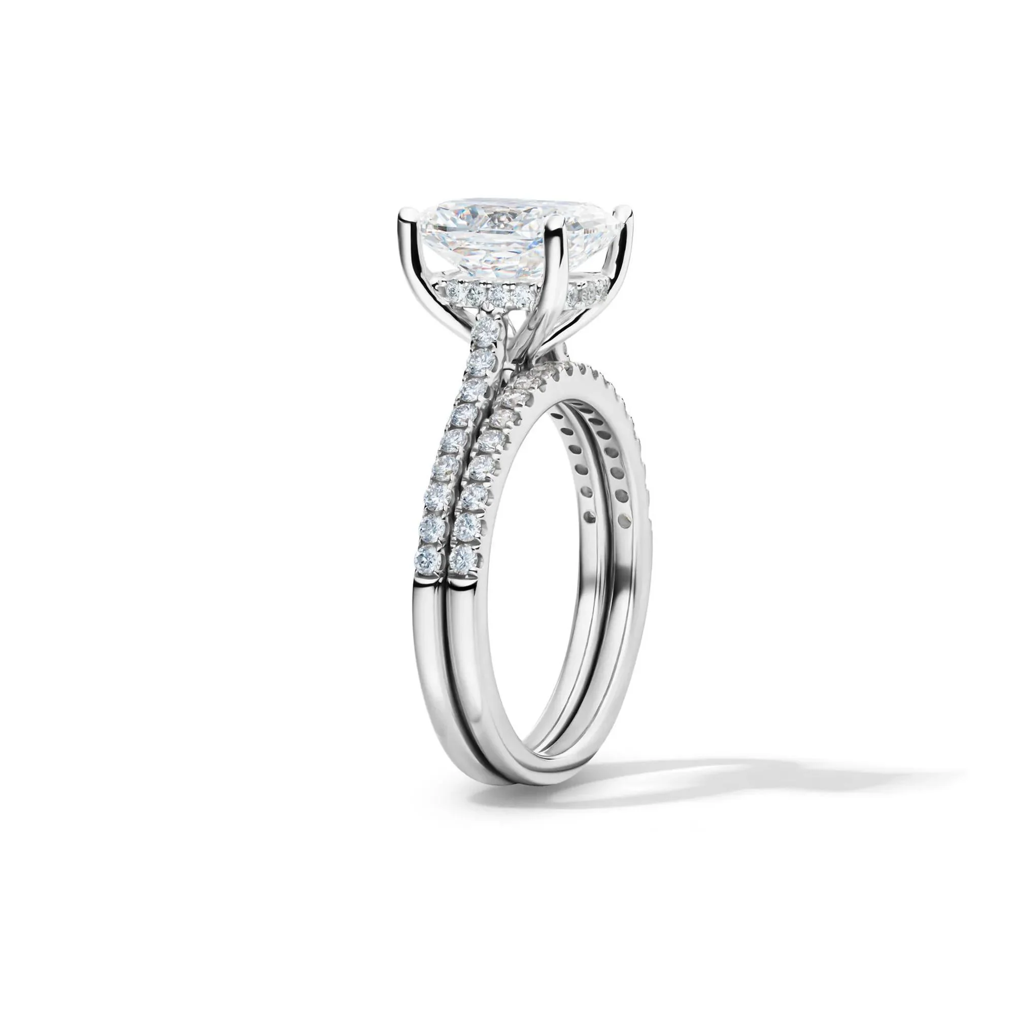 Lab Grown Diamond Wedding Set 14K White Gold (3 ½ CT. Tw.) Ring Size 8.5 - Image 3