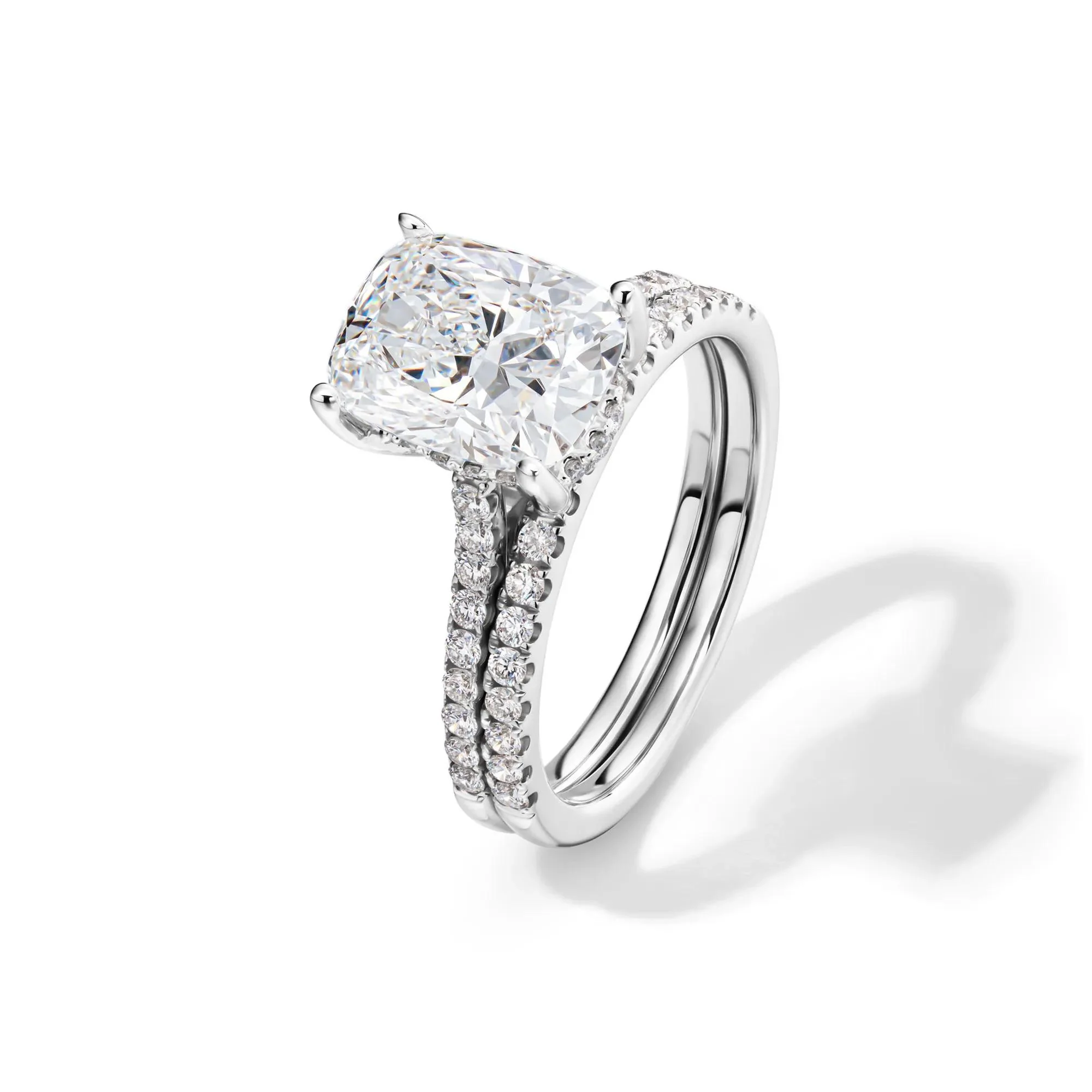 Lab Grown Diamond Wedding Set 14K White Gold (3 ½ CT. Tw.) Ring Size 8.5 - Image 5