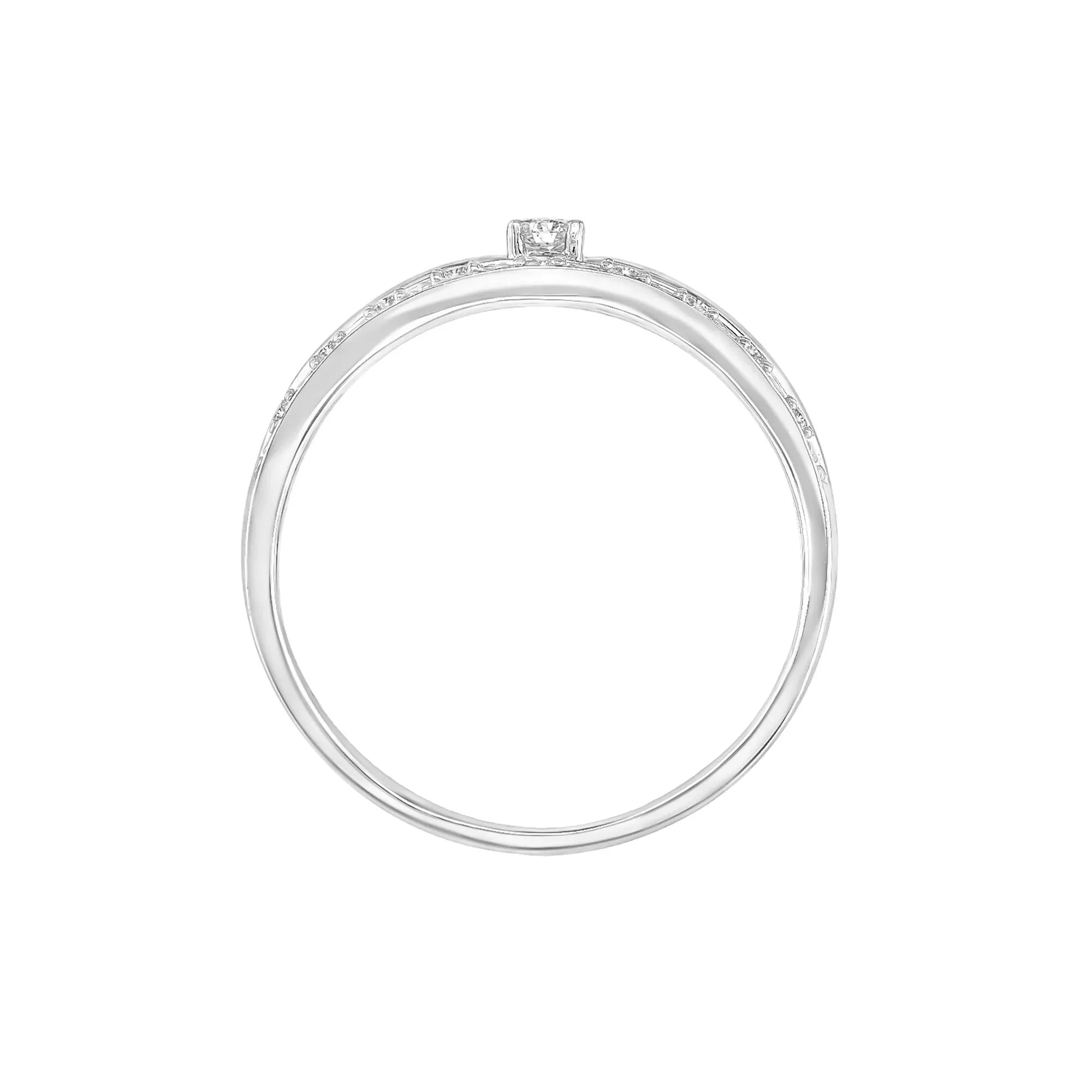 1/10 CT. Tw. Diamond Two-Row Stack Band Ring 10K White Gold Round Brilliant Cut Size 6 4mm - Image 2