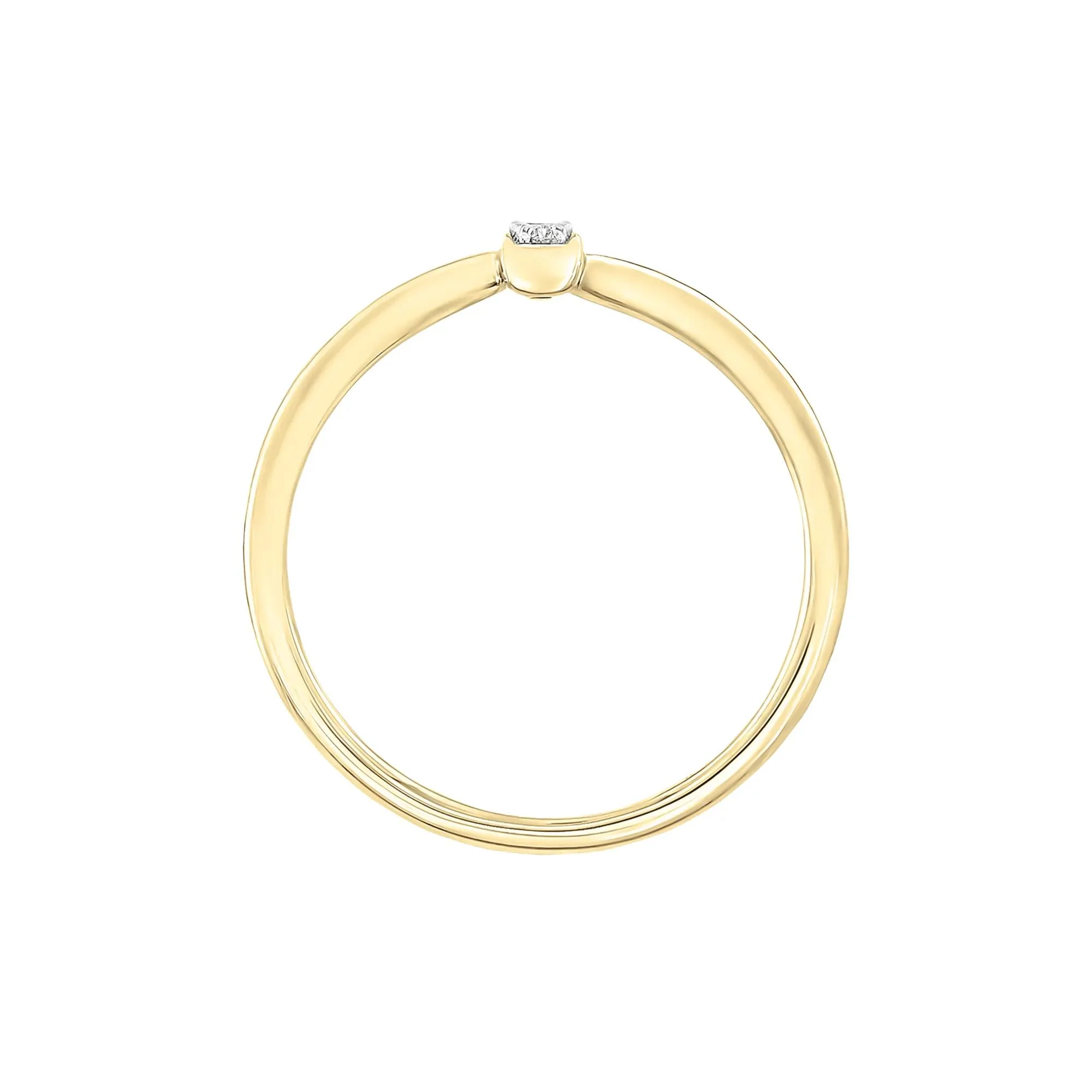 Diamond Accent Bypass Bar Ring 10K Yellow Gold Round Brilliant Cut Size 6 4mm - Image 2