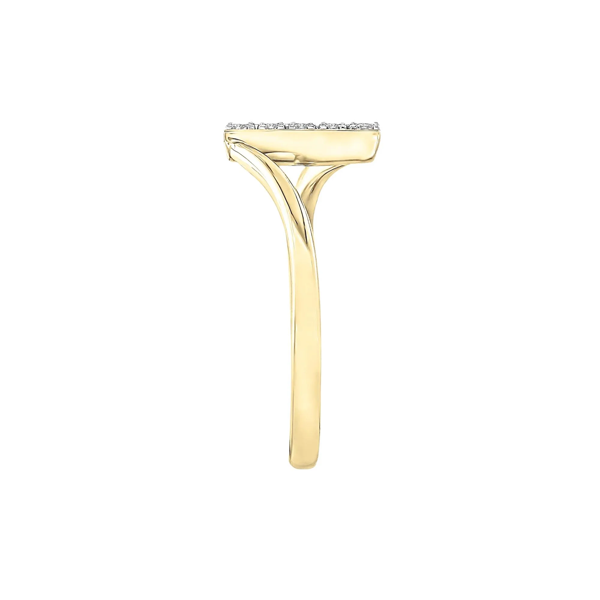 Diamond Accent Bypass Bar Ring 10K Yellow Gold Round Brilliant Cut Size 6 4mm - Image 3