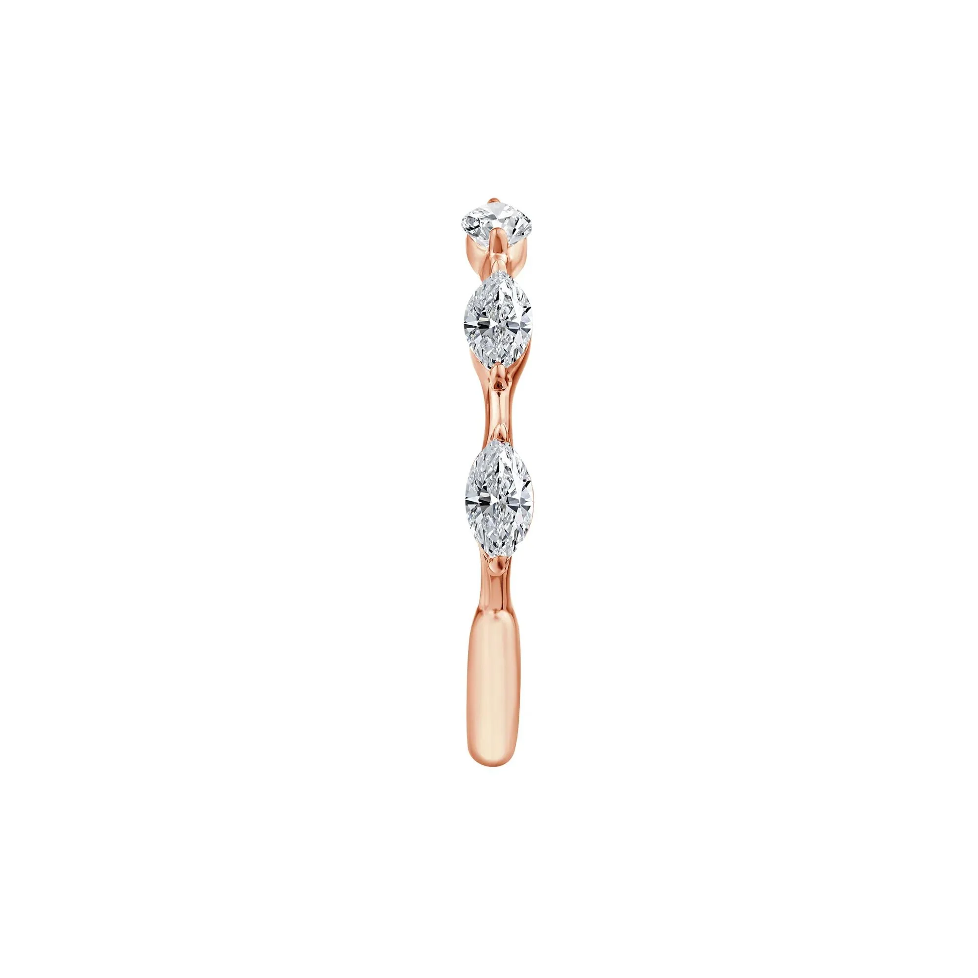 1/2 CT. Tw. Lab Grown Diamond Marquise Stack Ring 10K Rose Gold Size 6 - Image 3