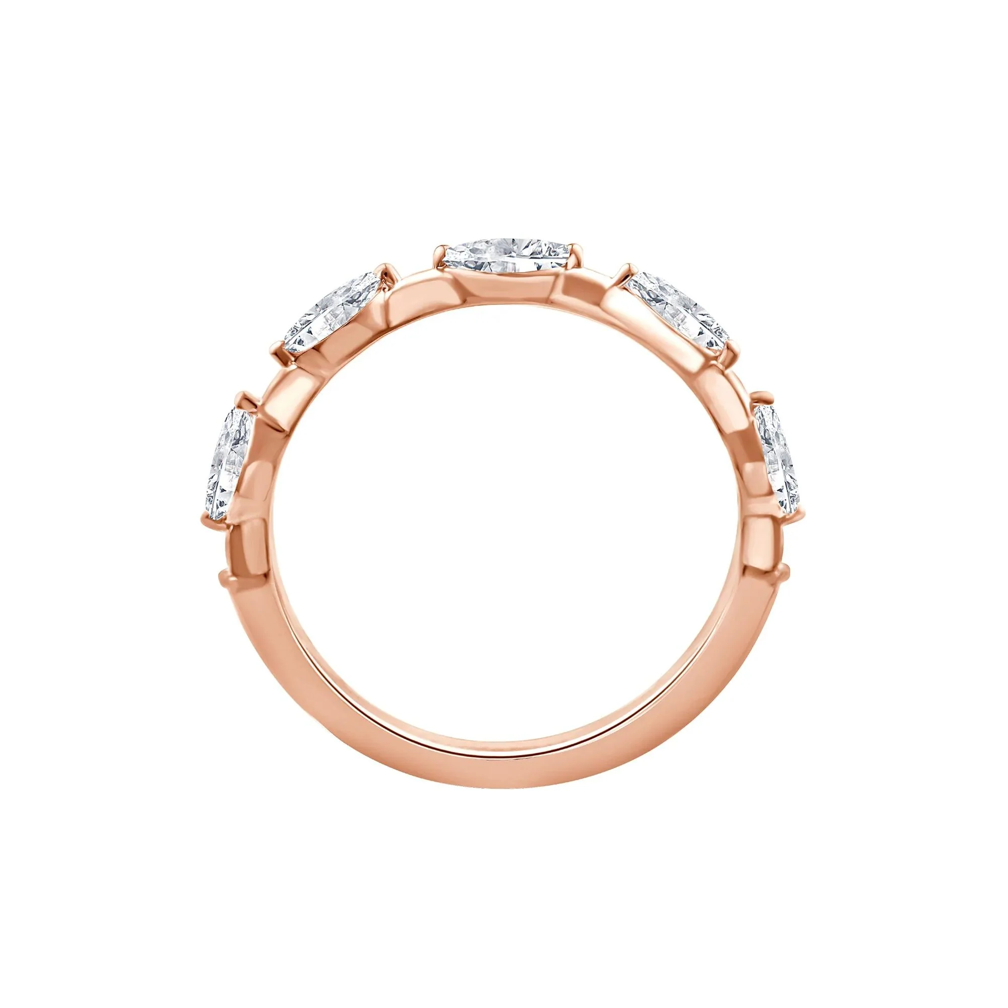 1/2 CT. Tw. Lab Grown Diamond Marquise Stack Ring 10K Rose Gold Size 8.5 - Image 2