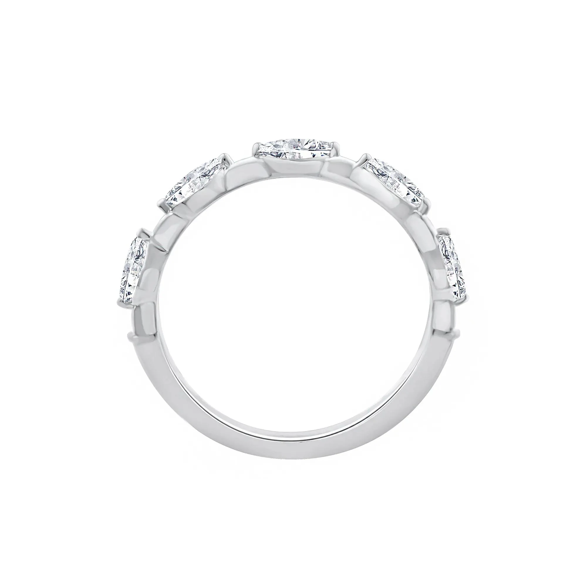 1/2 CT. Tw. Lab Grown Diamond Marquise Stack Ring 10K White Gold Size 7 - Image 2