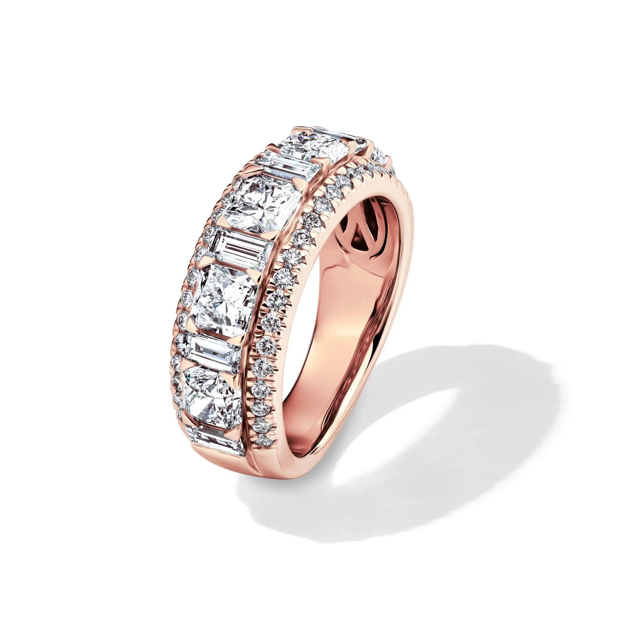 3 CT. Tw. Lab Grown Diamond Multi-Row Anniversary Band Ring 14K Rose Gold Size 4 7mm - Image 4