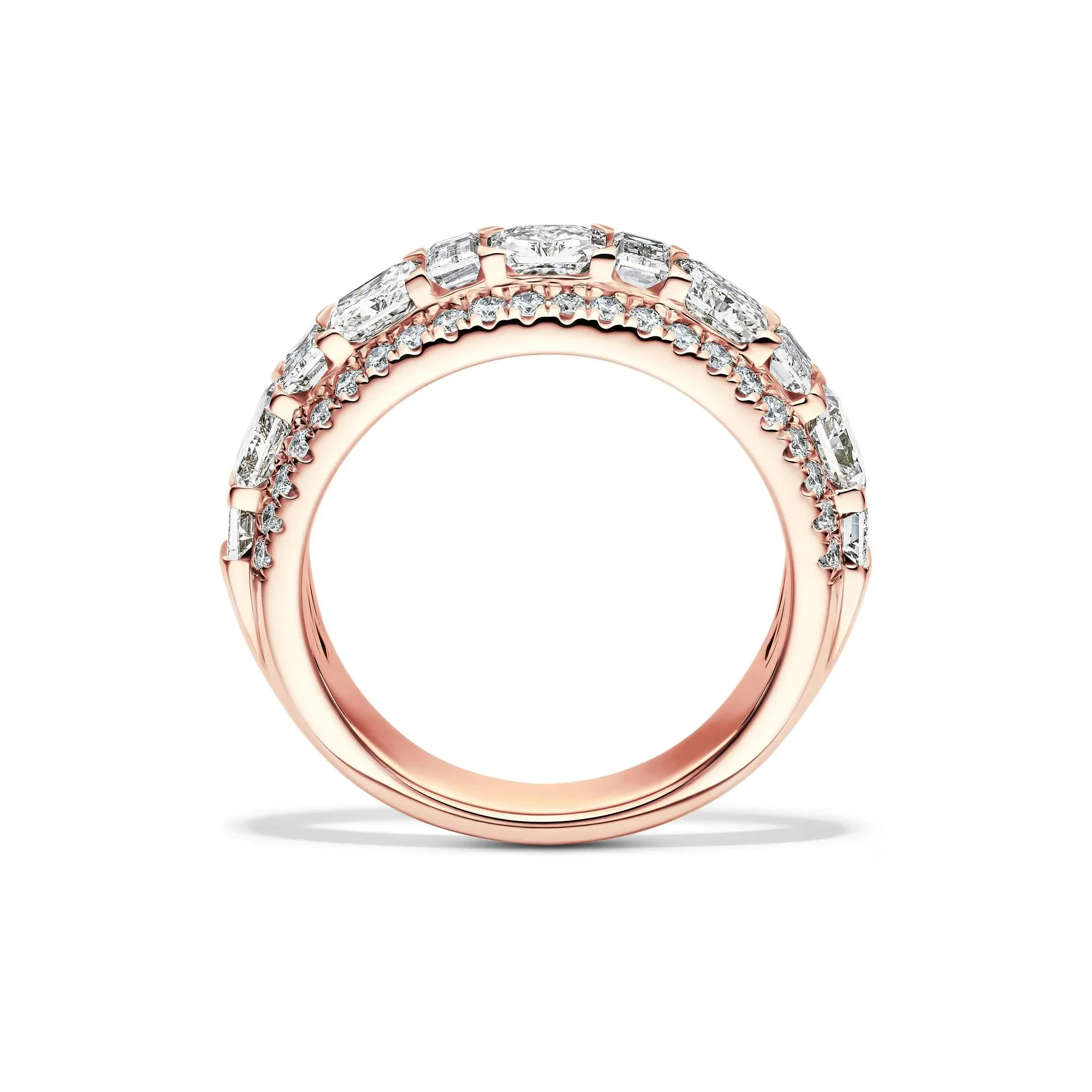 3 CT. Tw. Lab Grown Diamond Multi-Row Anniversary Band Ring 14K Rose Gold Size 6 7mm - Image 2