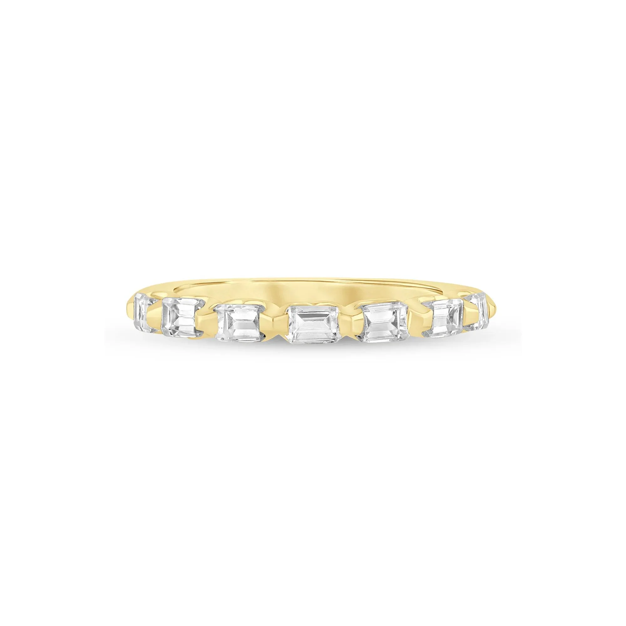 1 CT. Tw. Lab Grown Diamond Emerald-Cut Shared Prong Anniversary Band Ring 14K Yellow Gold Size 5 2mm