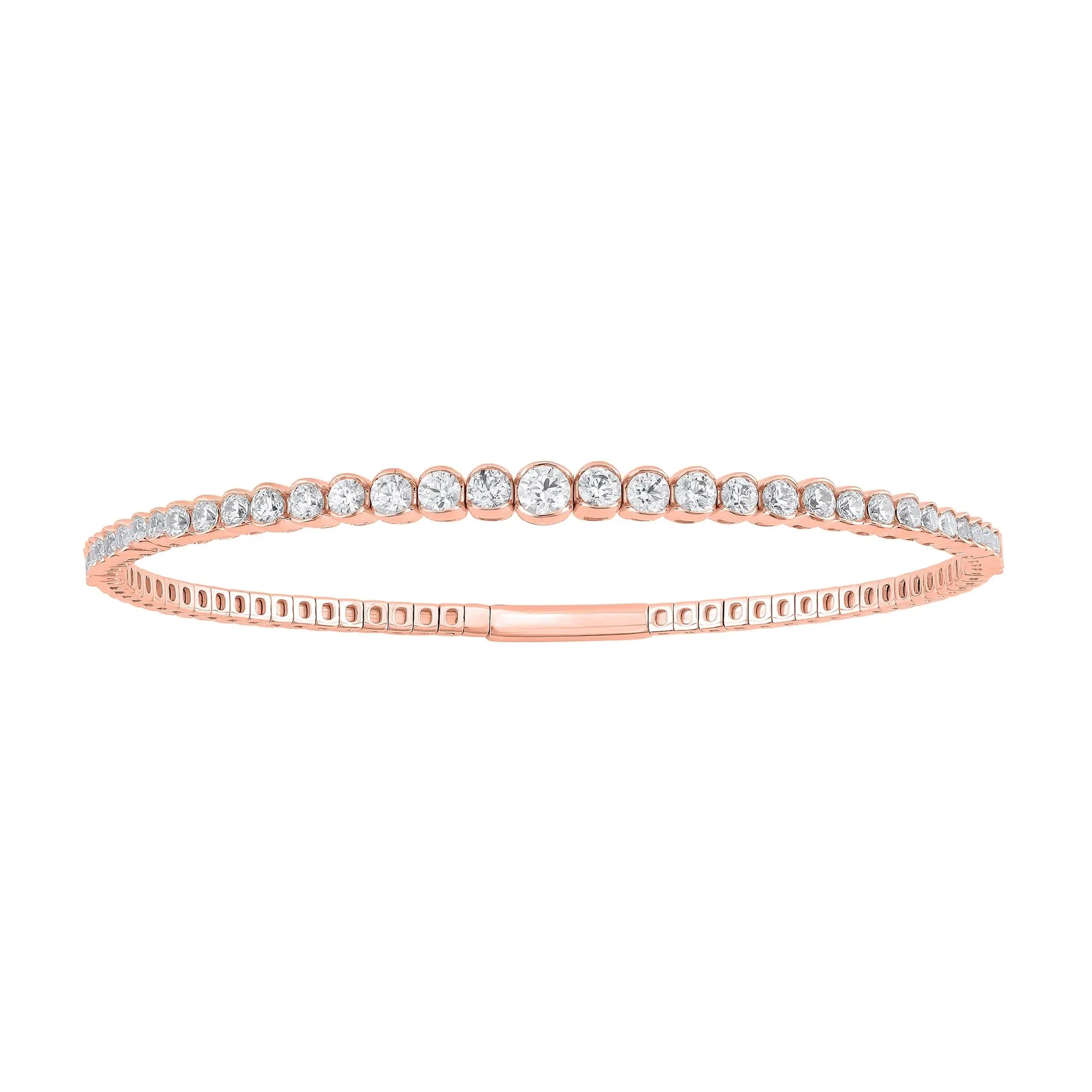 2 CT. Tw. Lab Grown Diamond Bangle Bracelet 14K Rose Gold Size 4.20mm