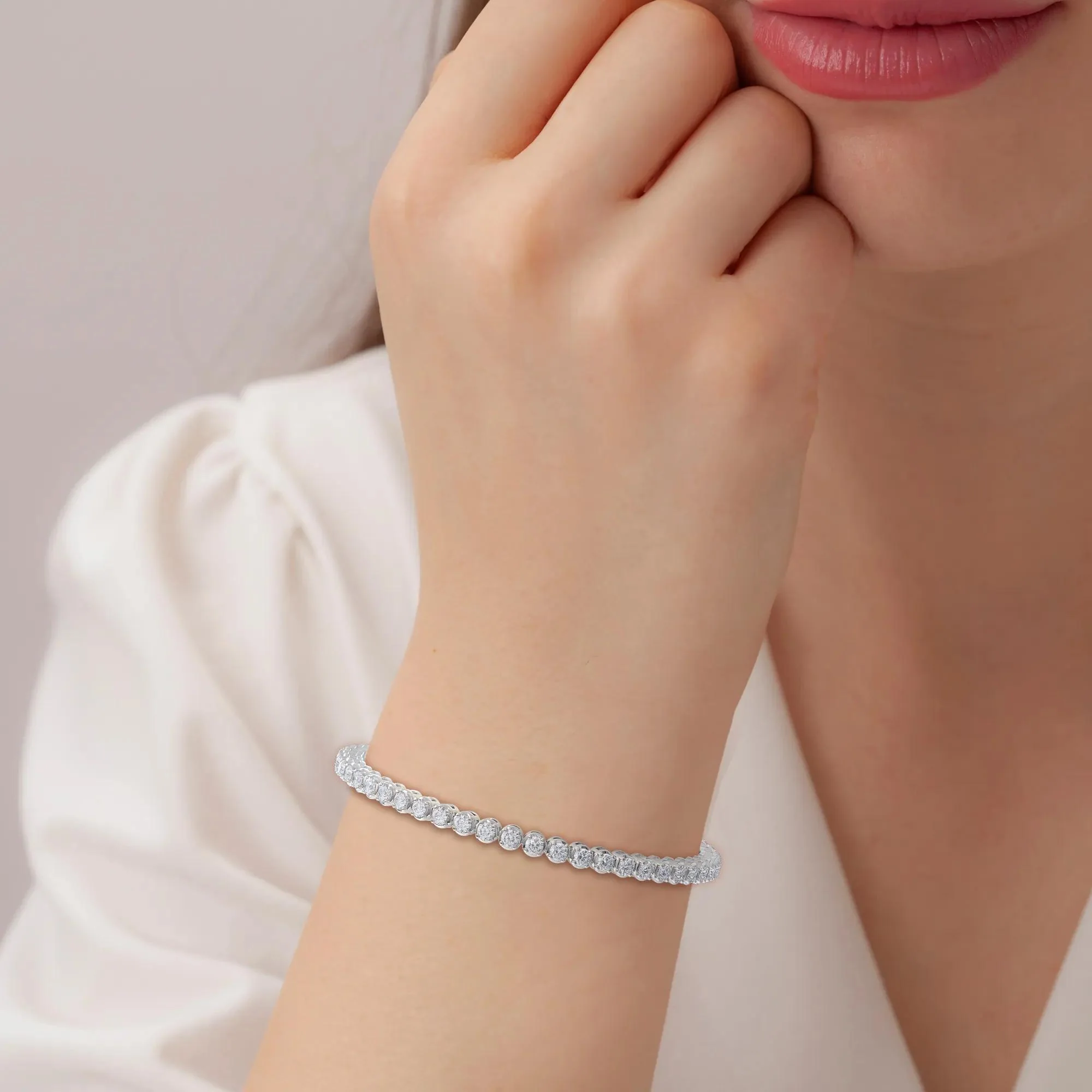 5/8 CT. Tw. Lab Grown Diamond Tennis Bracelet 14K White Gold Size 2.00mm - Image 4