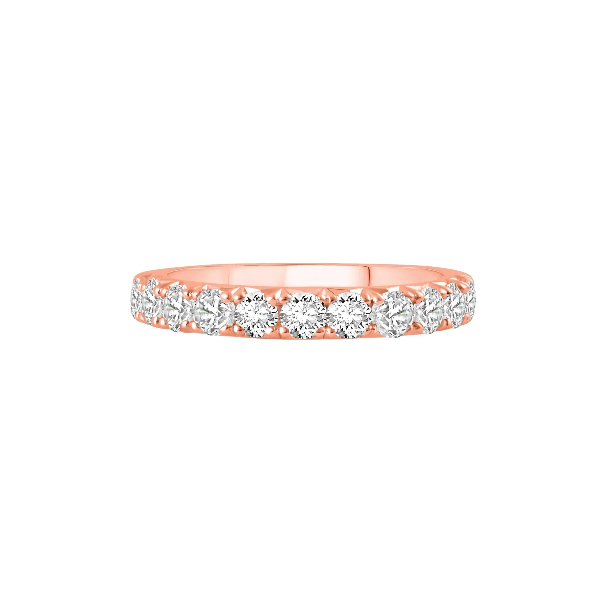 1 CT. Tw. Lab Grown French Pavé Diamond Band Ring 14K Rose Gold Round Brilliant Cut Size 4.5