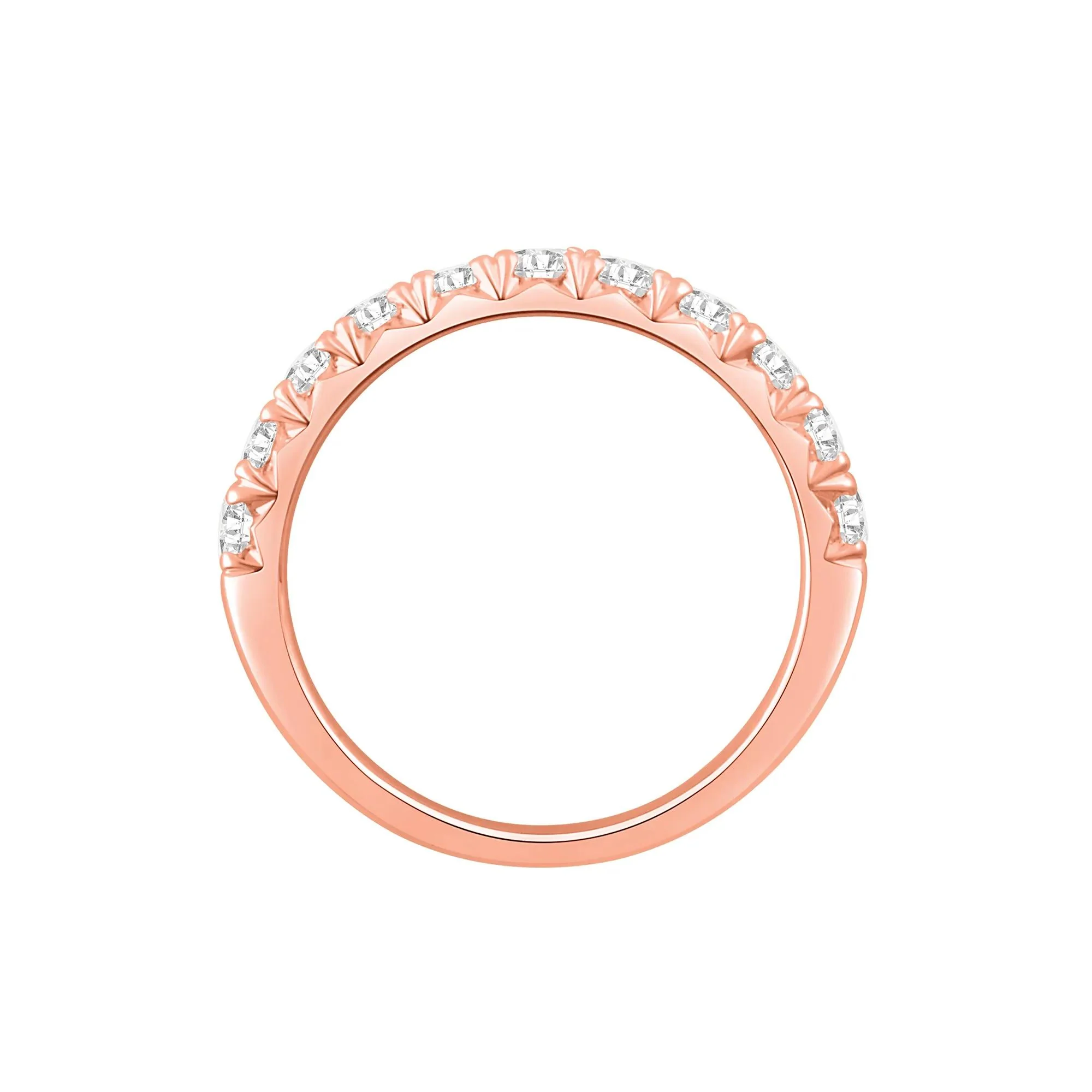 1 CT. Tw. Lab Grown French Pavé Diamond Band Ring 14K Rose Gold Round Brilliant Cut Size 4.5 - Image 2
