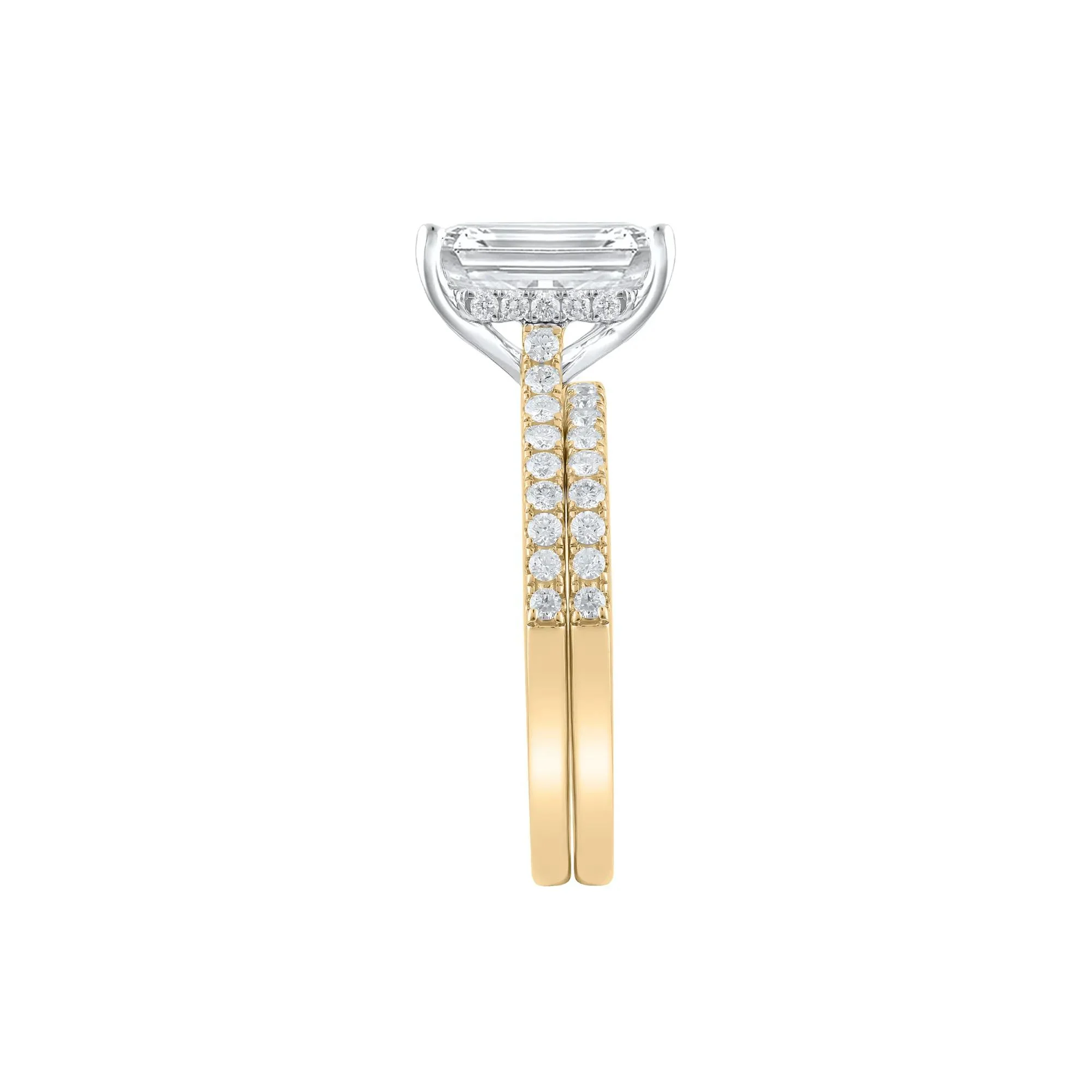 Lab Grown Diamond Emerald-Cut Wedding Set 14K Yellow Gold (3 ½ CT. Tw.) Ring Size 4 - Image 3