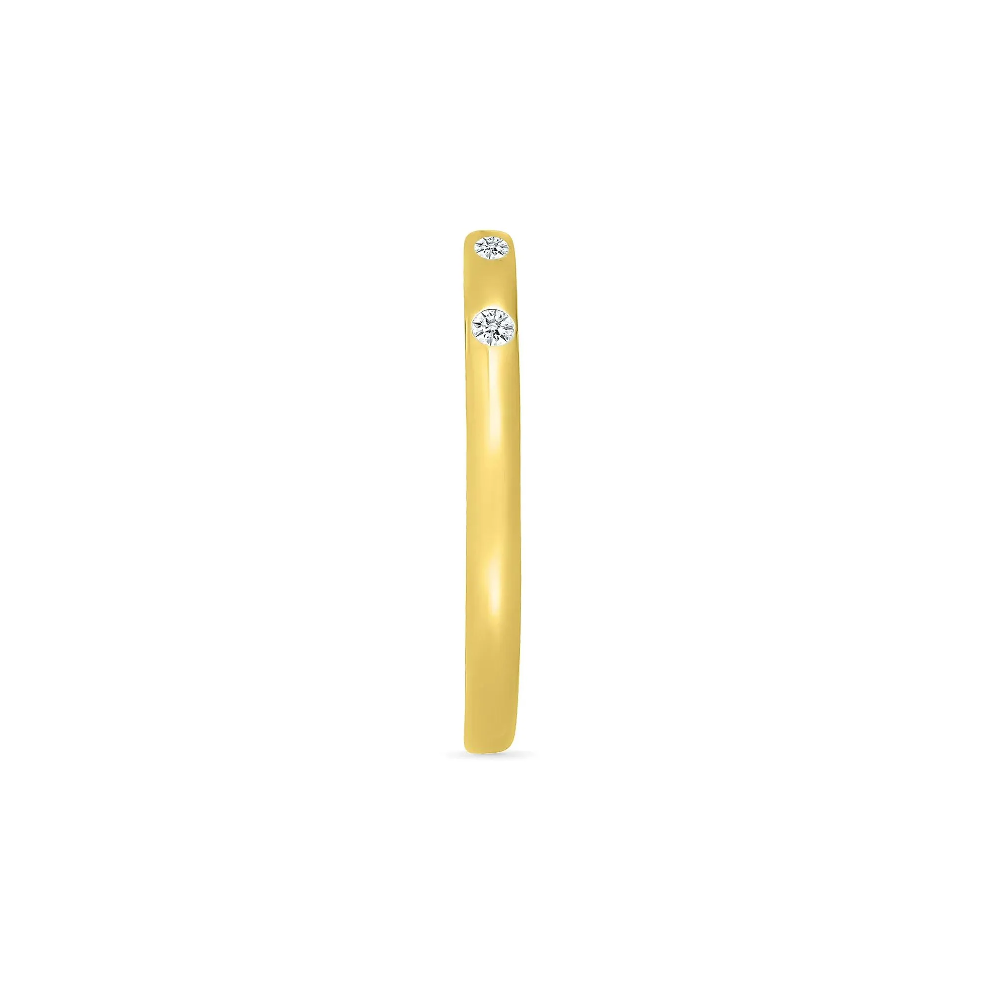 Diamond Accent Burnished Band Ring 10K Yellow Gold Round Brilliant Cut Size 4.5 - Image 3