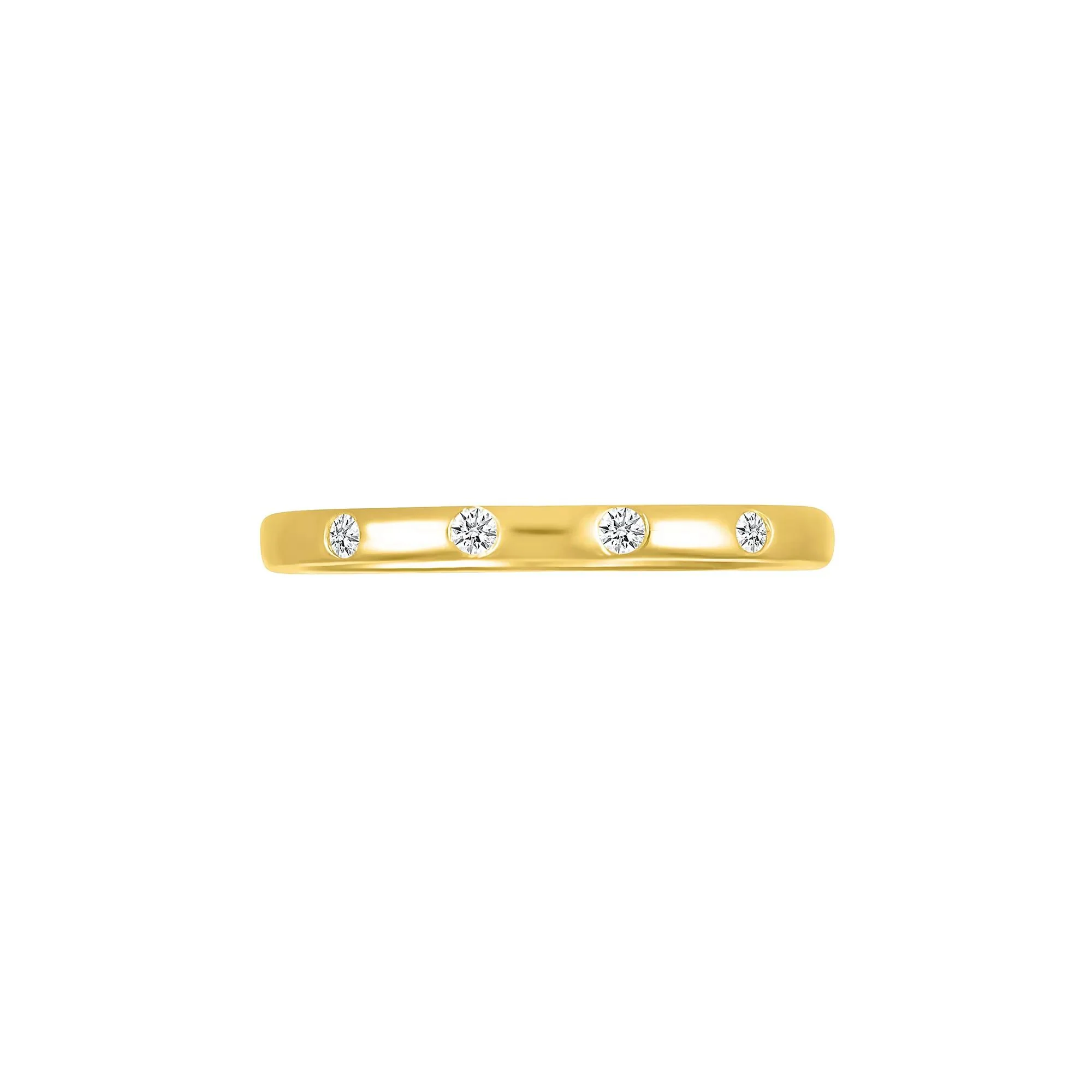 Diamond Accent Burnished Band Ring 10K Yellow Gold Round Brilliant Cut Size 5