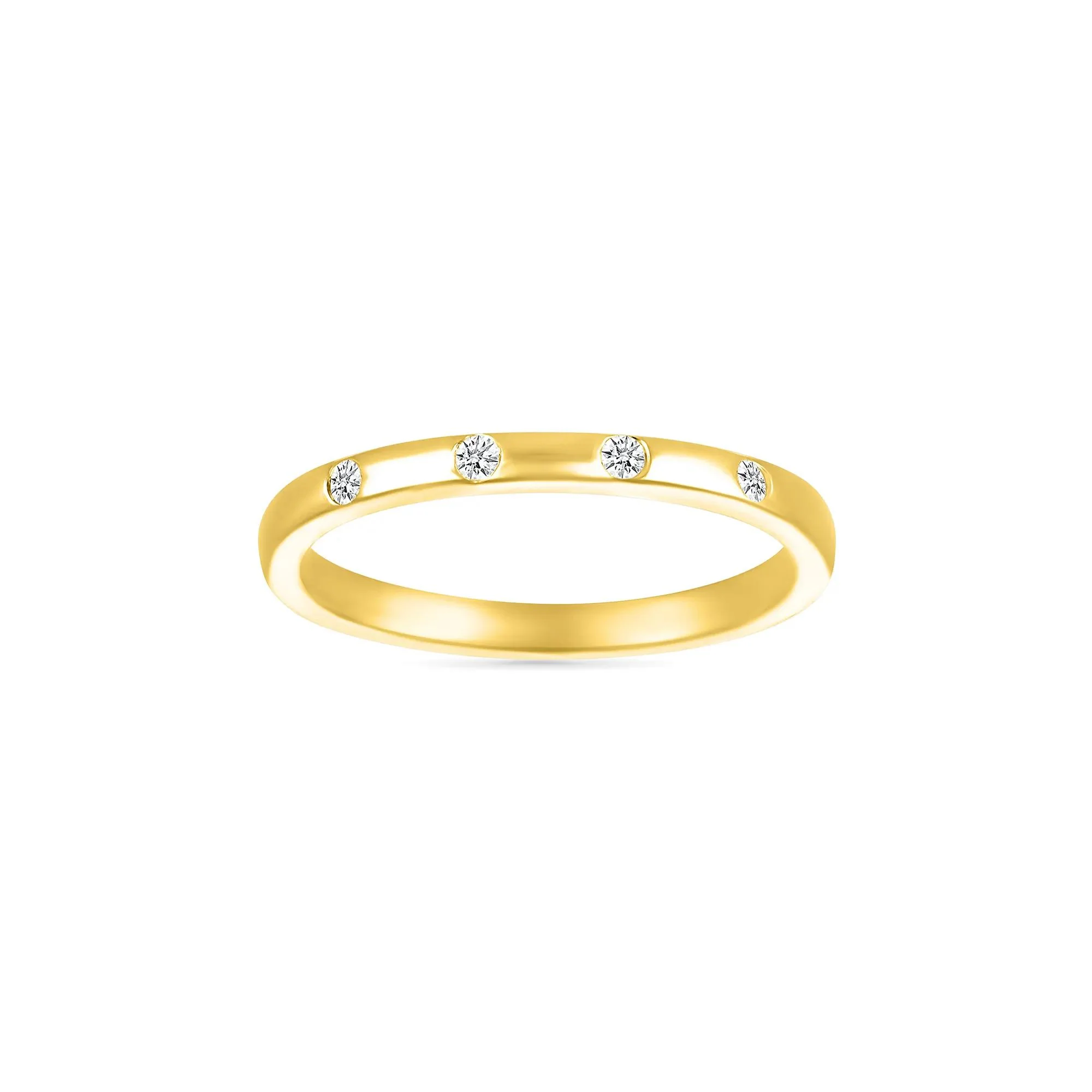 Diamond Accent Burnished Band Ring 10K Yellow Gold Round Brilliant Cut Size 5.5 - Image 4