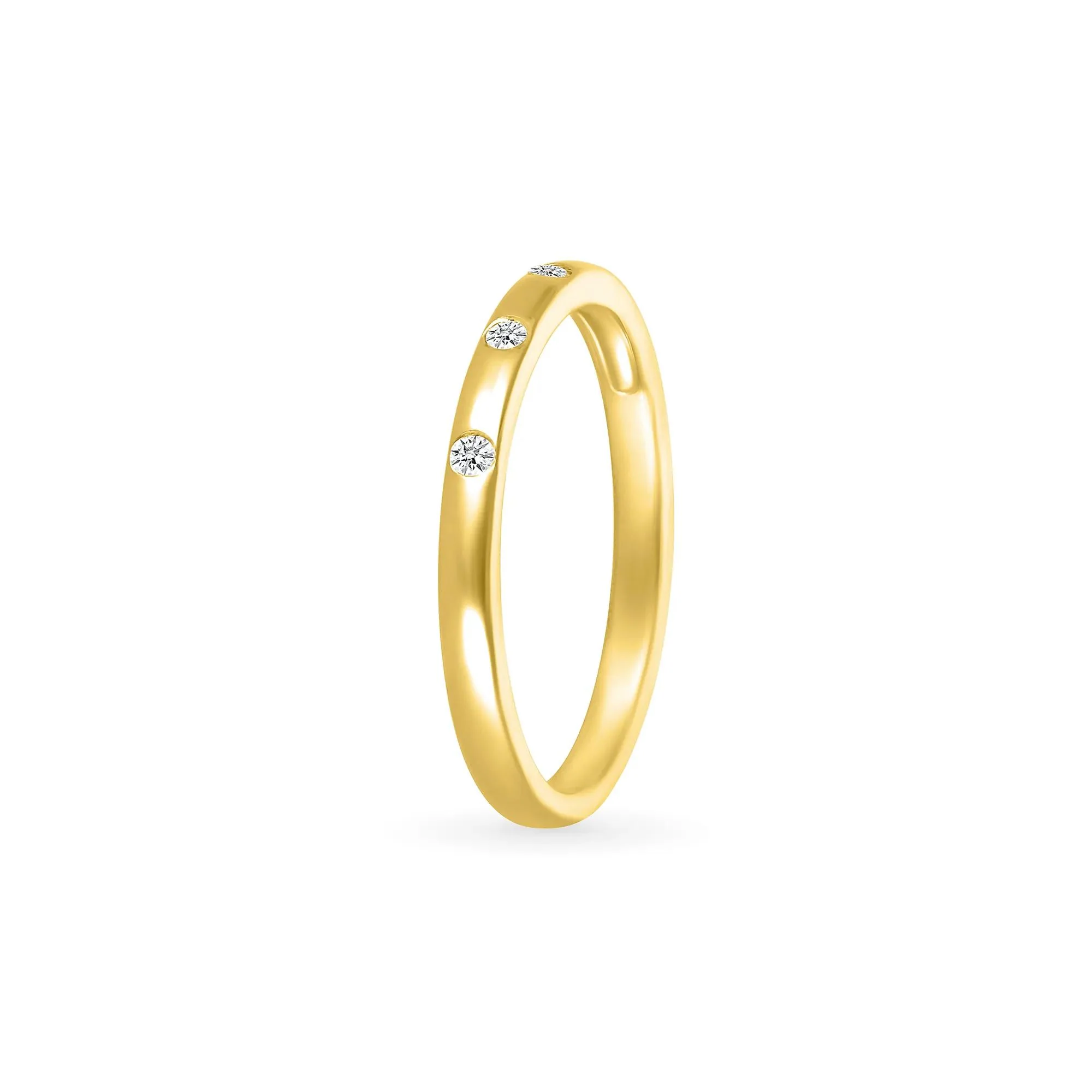 Diamond Accent Burnished Band Ring 10K Yellow Gold Round Brilliant Cut Size 6 - Image 5
