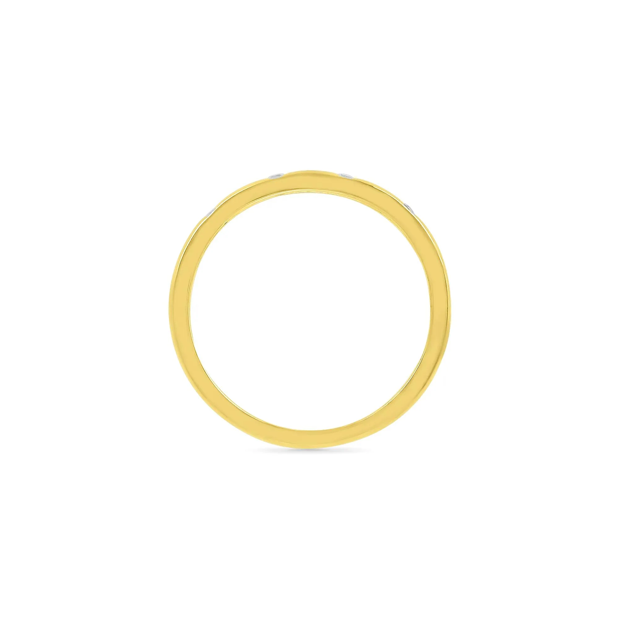 Diamond Accent Burnished Band Ring 10K Yellow Gold Round Brilliant Cut Size 8 - Image 2