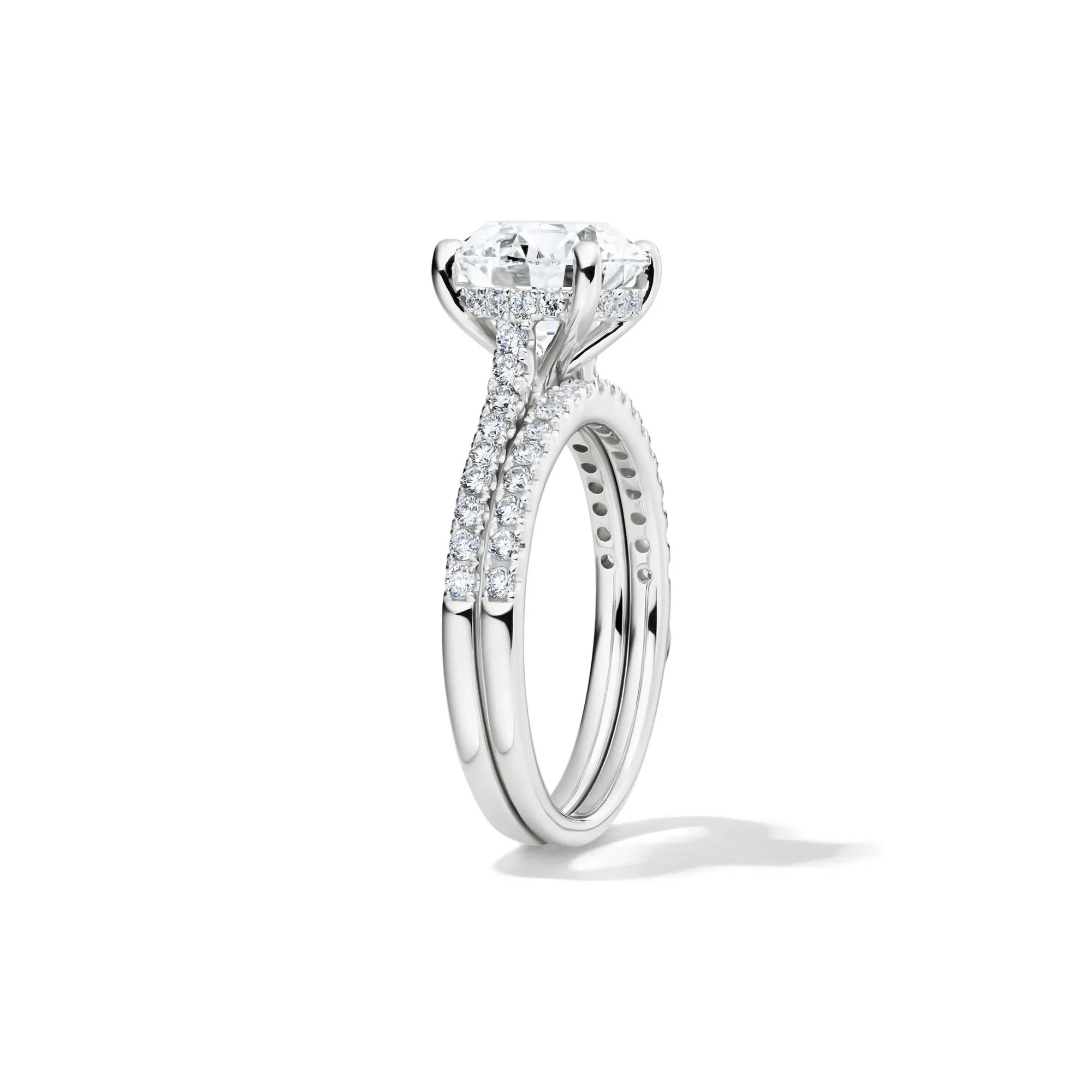 Lab Grown Diamond Wedding Set 14K White Gold (3 ½ CT. Tw.) Ring Round Brilliant Cut Size 6 - Image 3